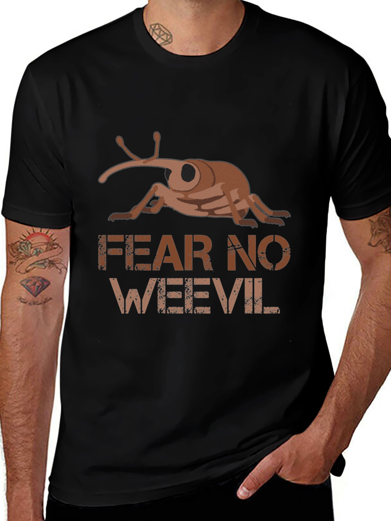 Fear No Weevil Black Graphic T-Shirt