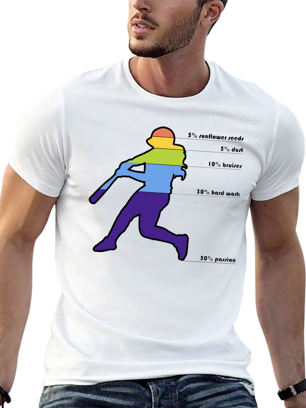 Baseball Player Rainbow T-Shirt