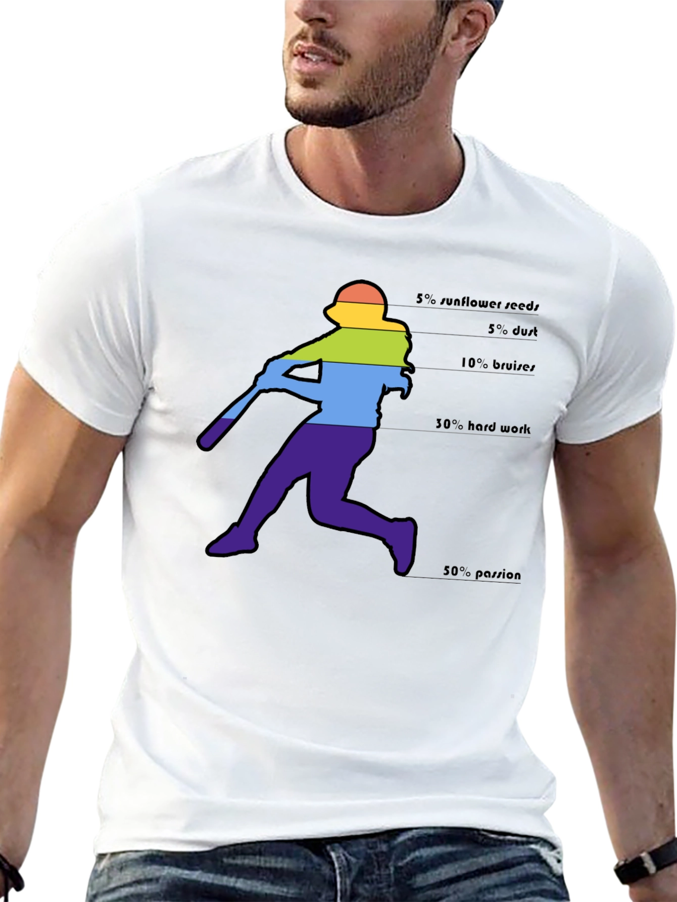 Baseball Player Rainbow T-Shirt