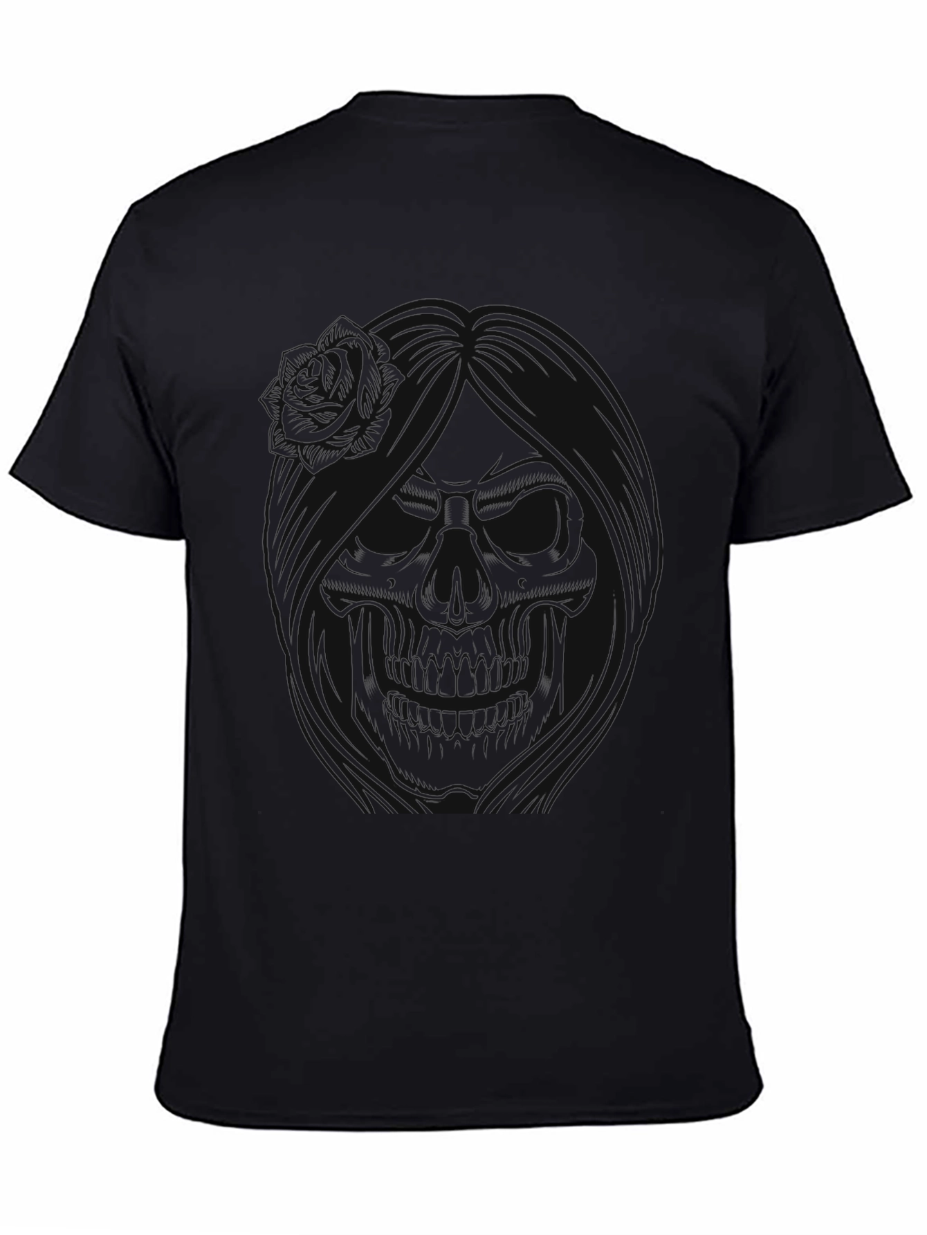 Dark Skull Rose Graphic T-Shirt - Stylish Mens Tee