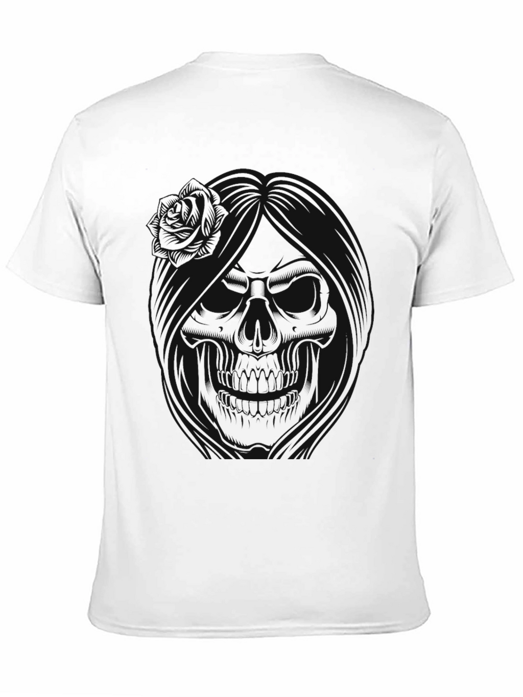 Dark Skull Rose Graphic T-Shirt - Stylish Mens Tee