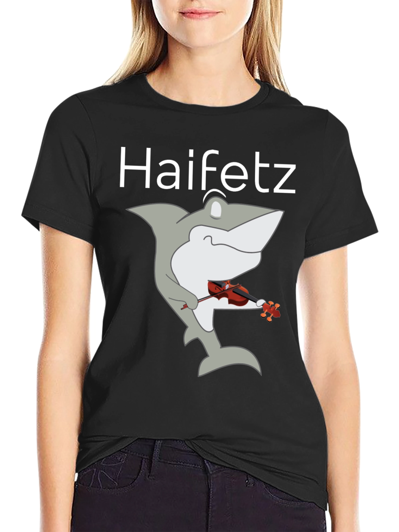 Haifetz Shark Violin T-Shirt - Unique Music Humor