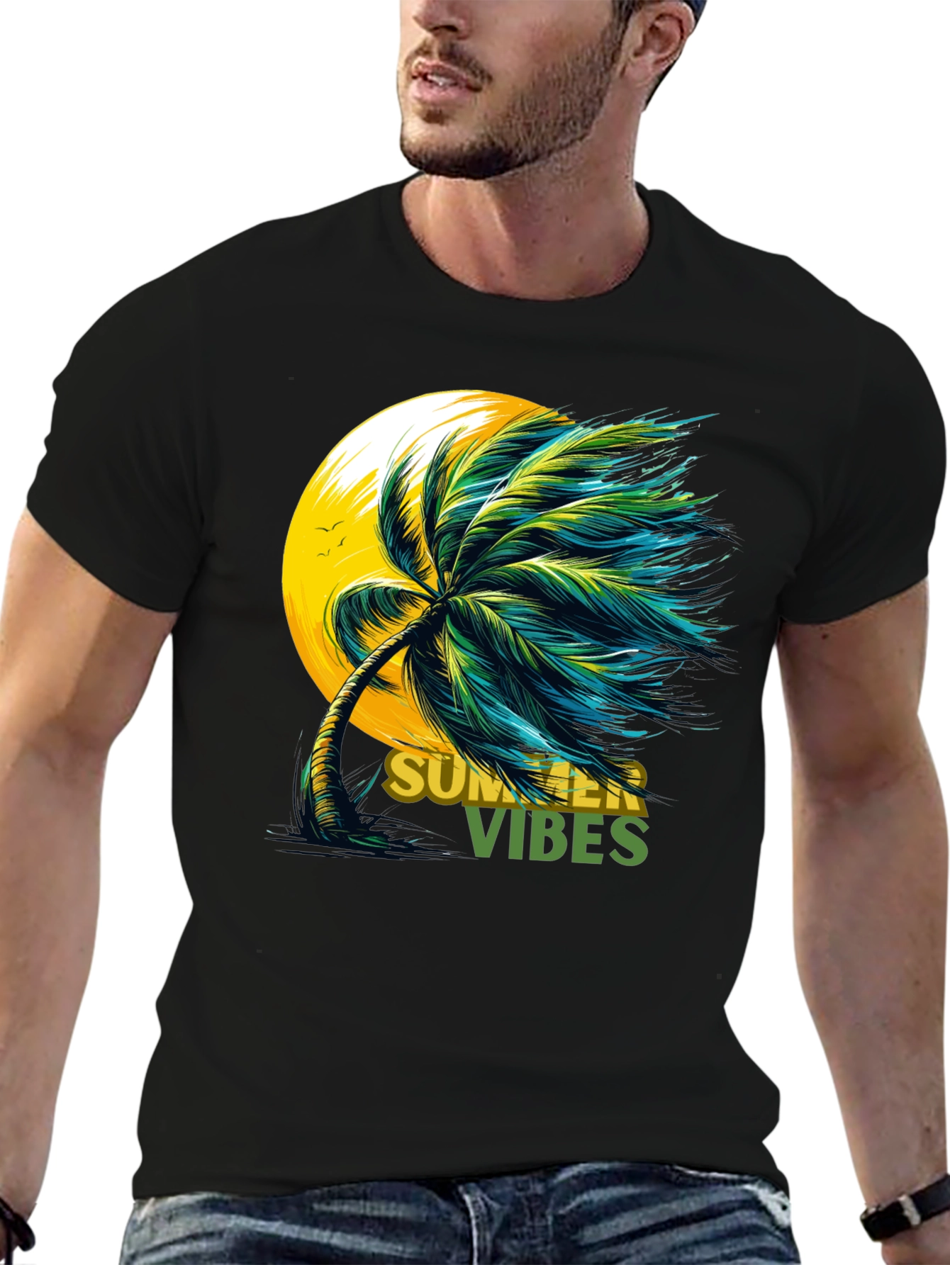 Summer Vibes Palm Tree Graphic Tee