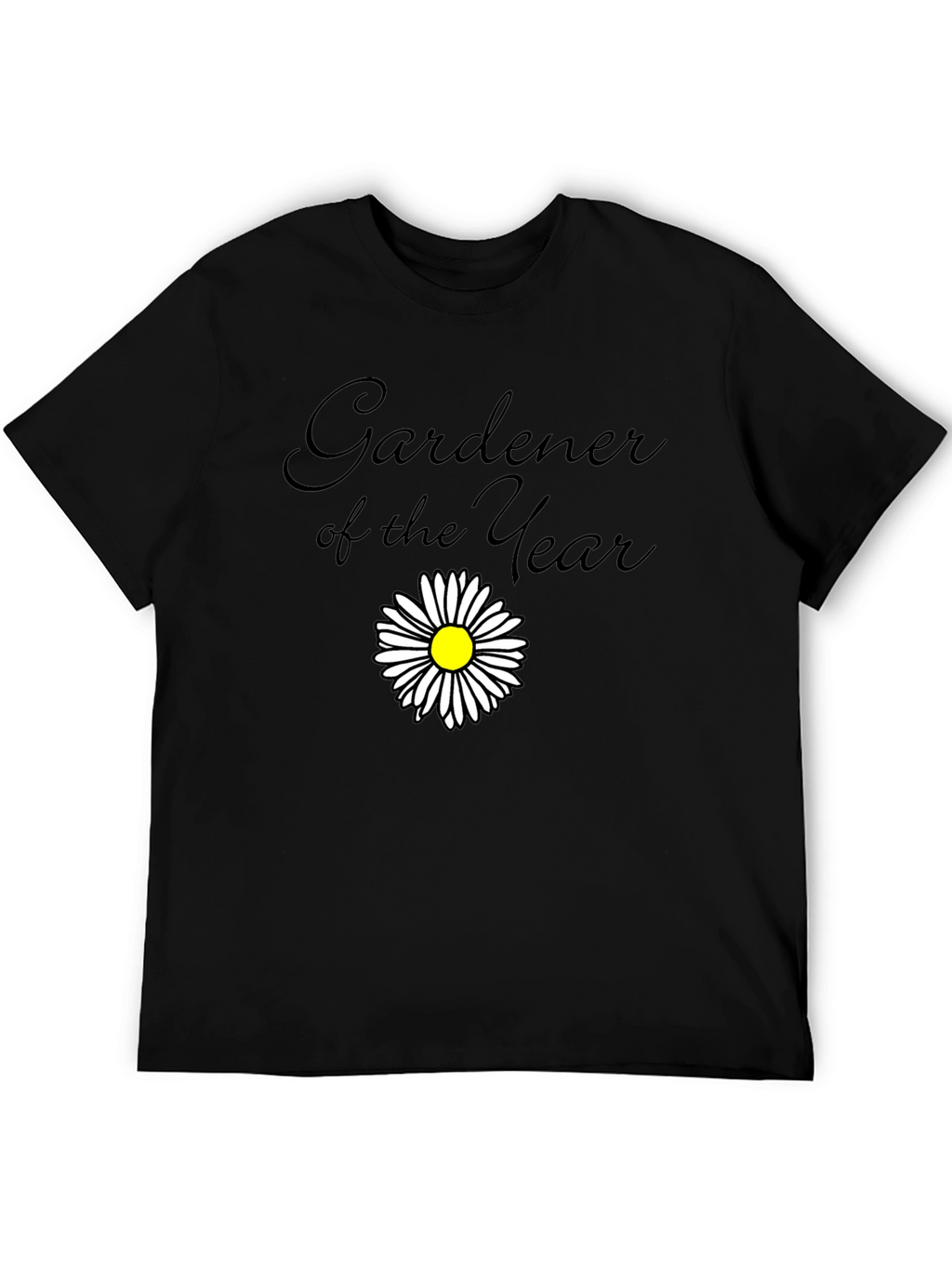 Gardener of the Year Black T-Shirt with Daisy