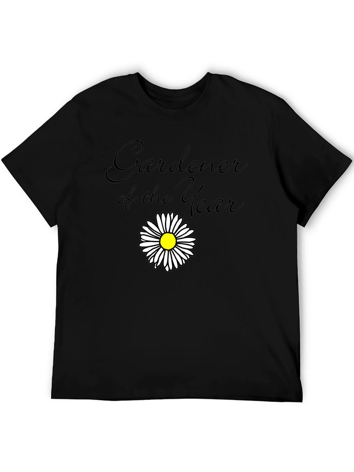 Gardener of the Year Black T-Shirt with Daisy