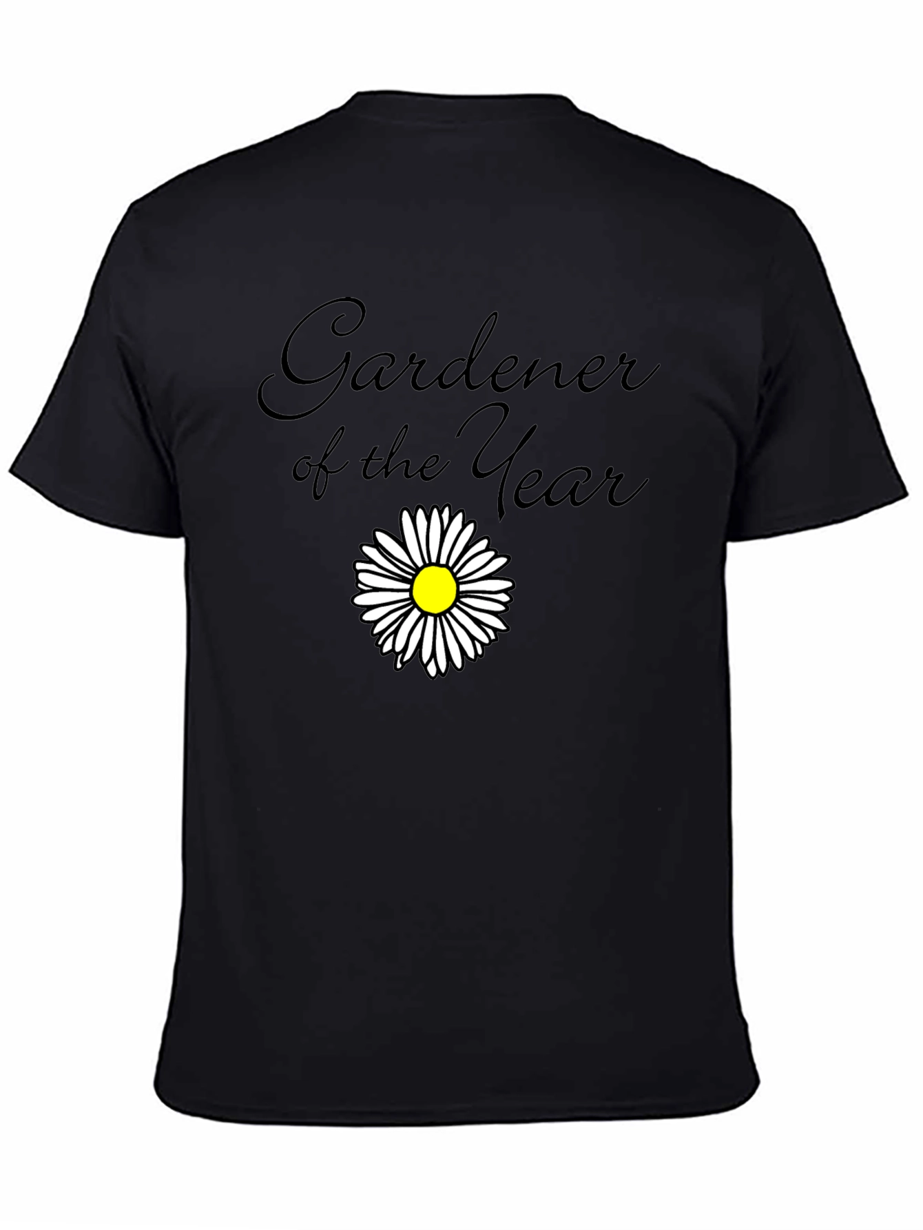 Gardener of the Year Black T-Shirt with Daisy