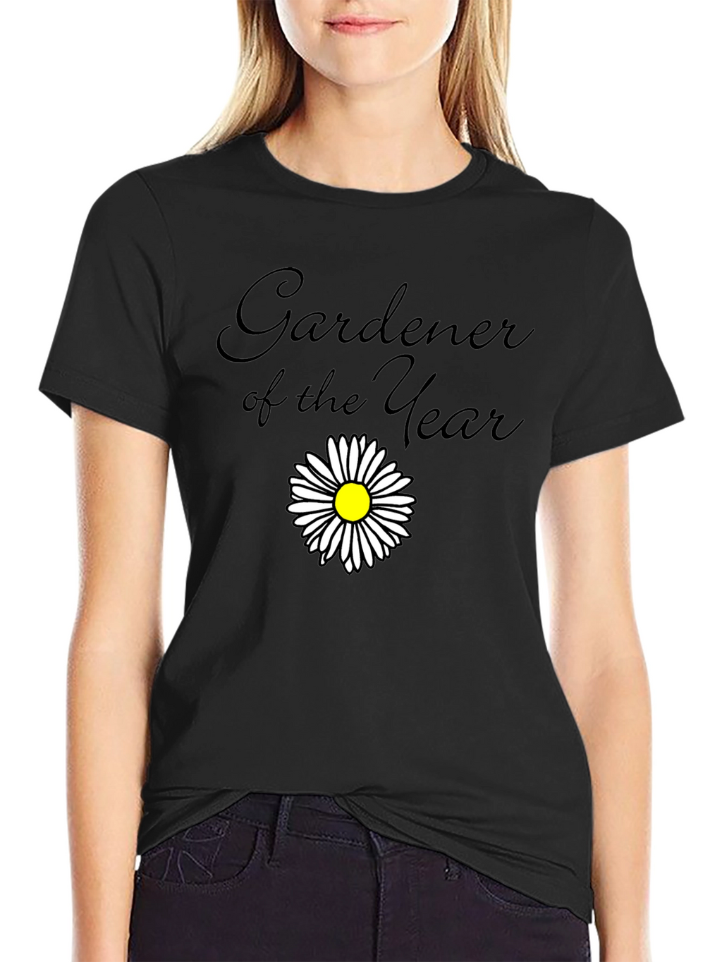 Gardener of the Year Black T-Shirt with Daisy