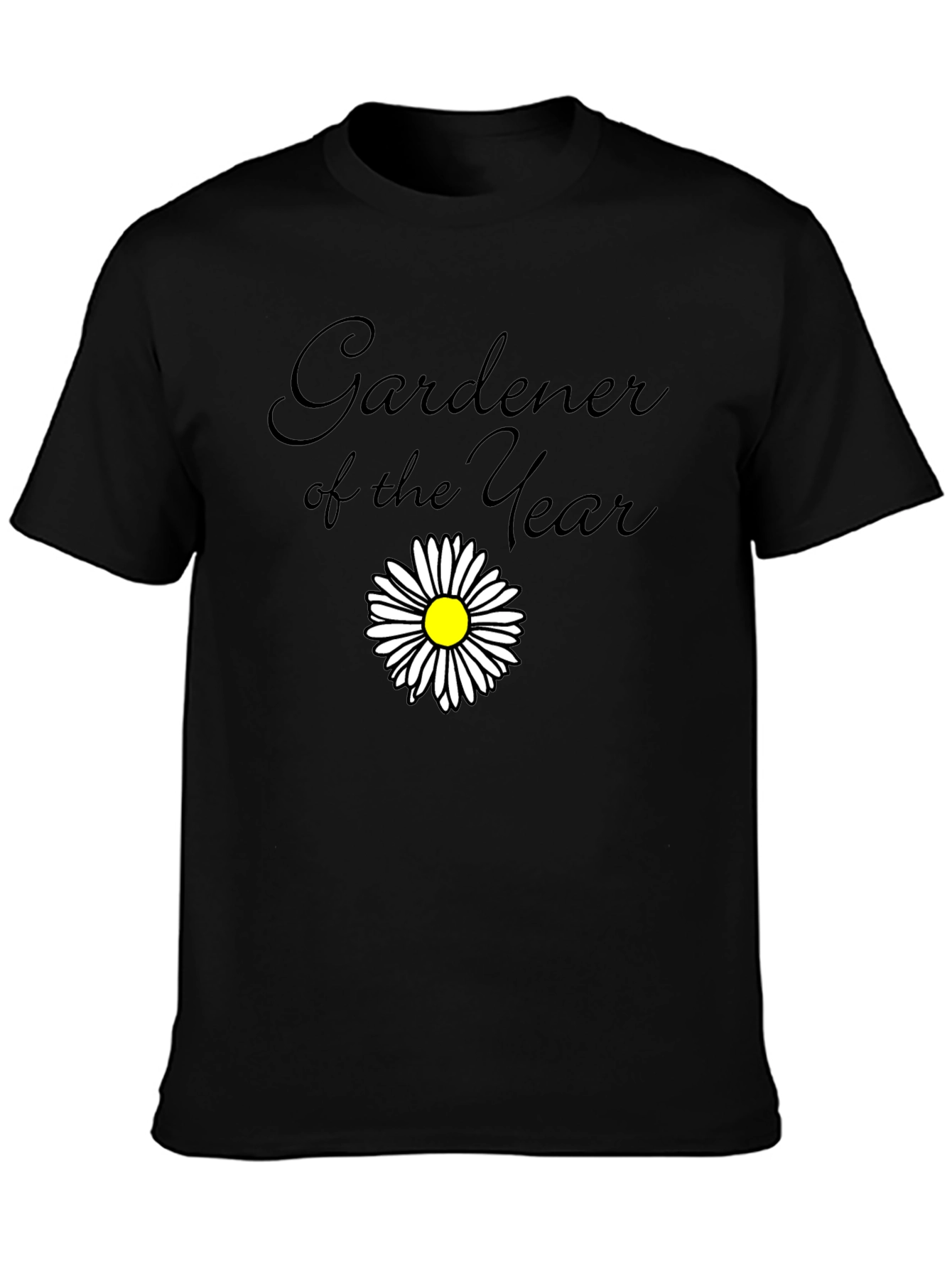 Gardener of the Year Black T-Shirt with Daisy