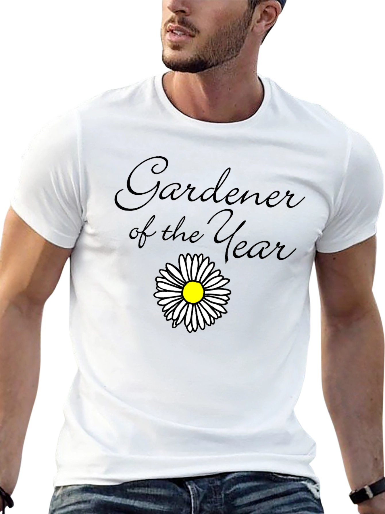 Gardener of the Year Black T-Shirt with Daisy