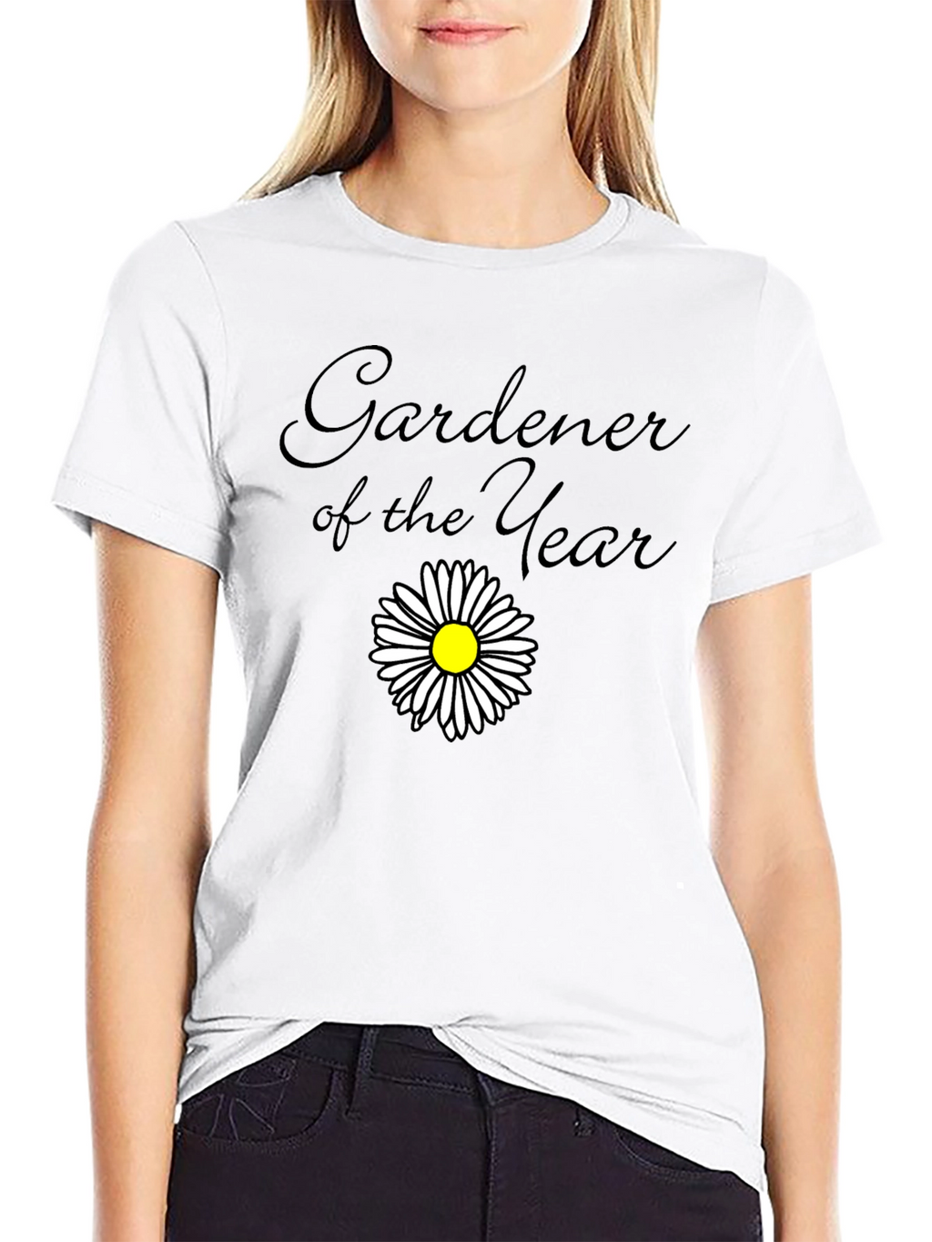 Gardener of the Year Black T-Shirt with Daisy