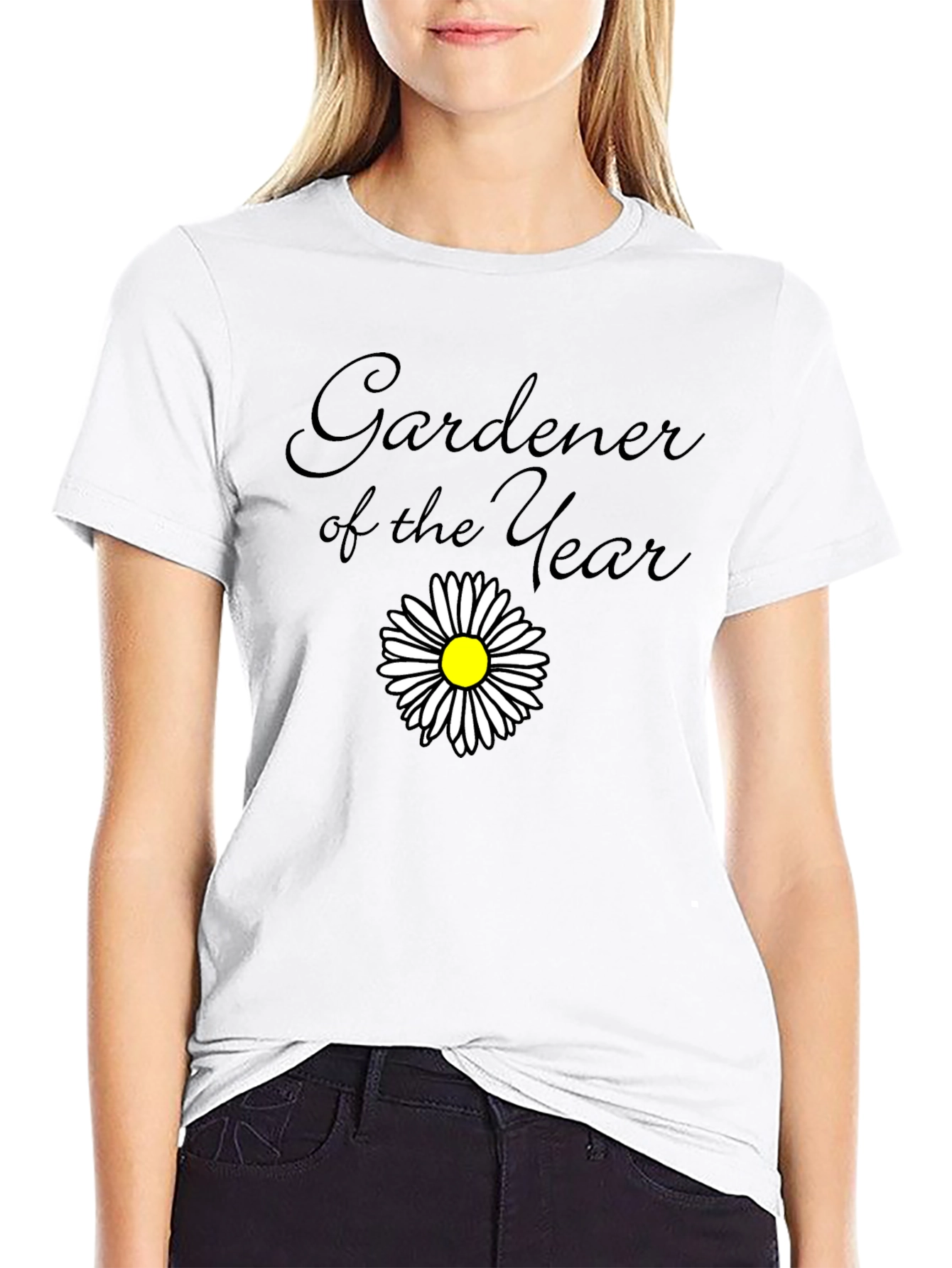 Gardener of the Year Black T-Shirt with Daisy