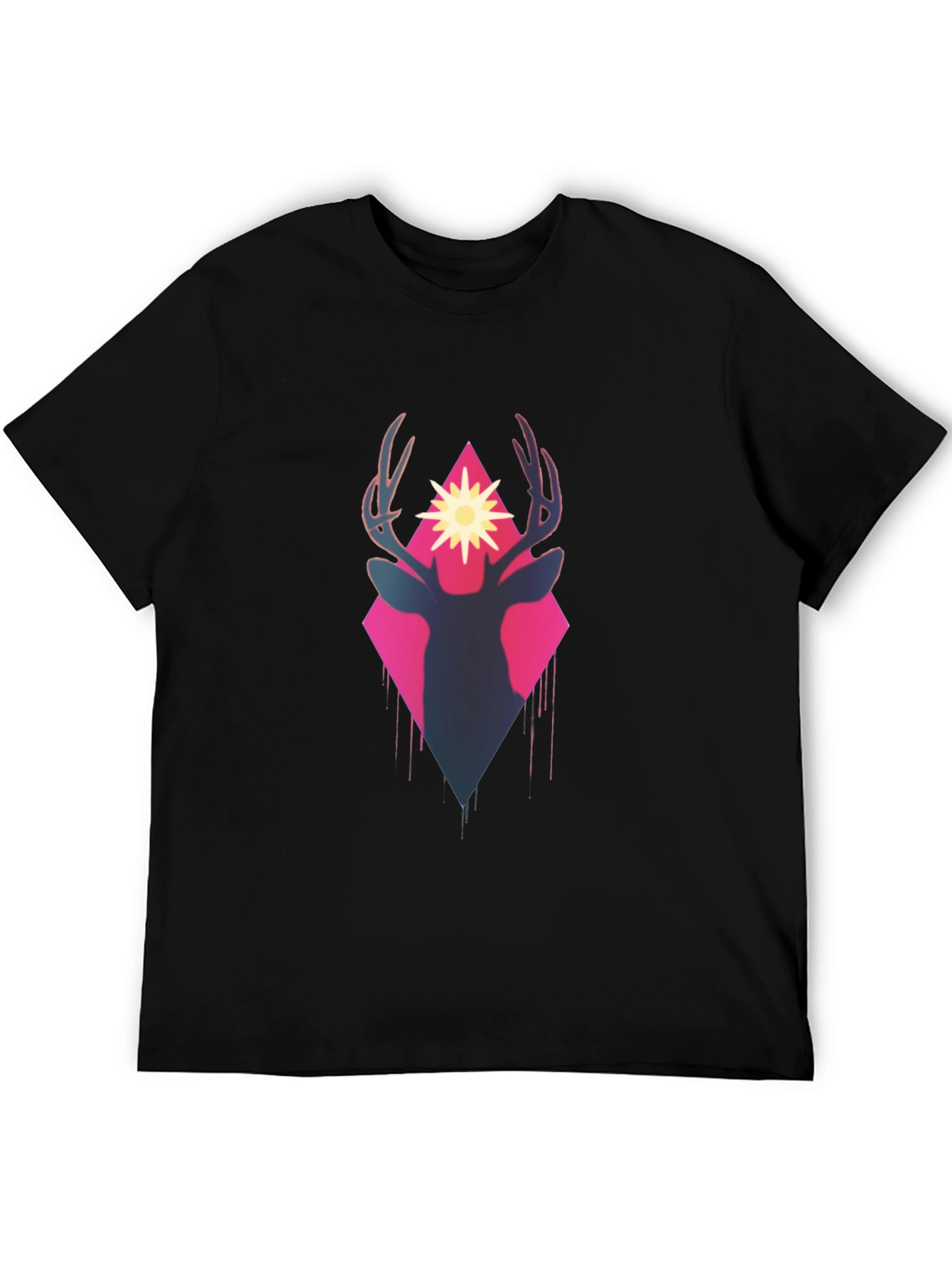 Deer Silhouette Graphic Tee - Black