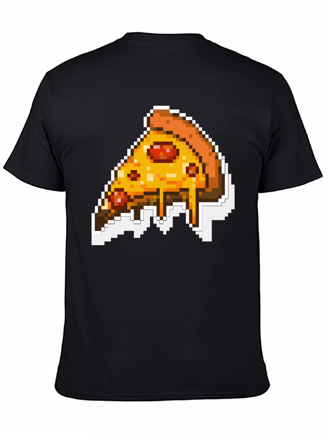 Pixel Pizza Slice Graphic Tee - Black