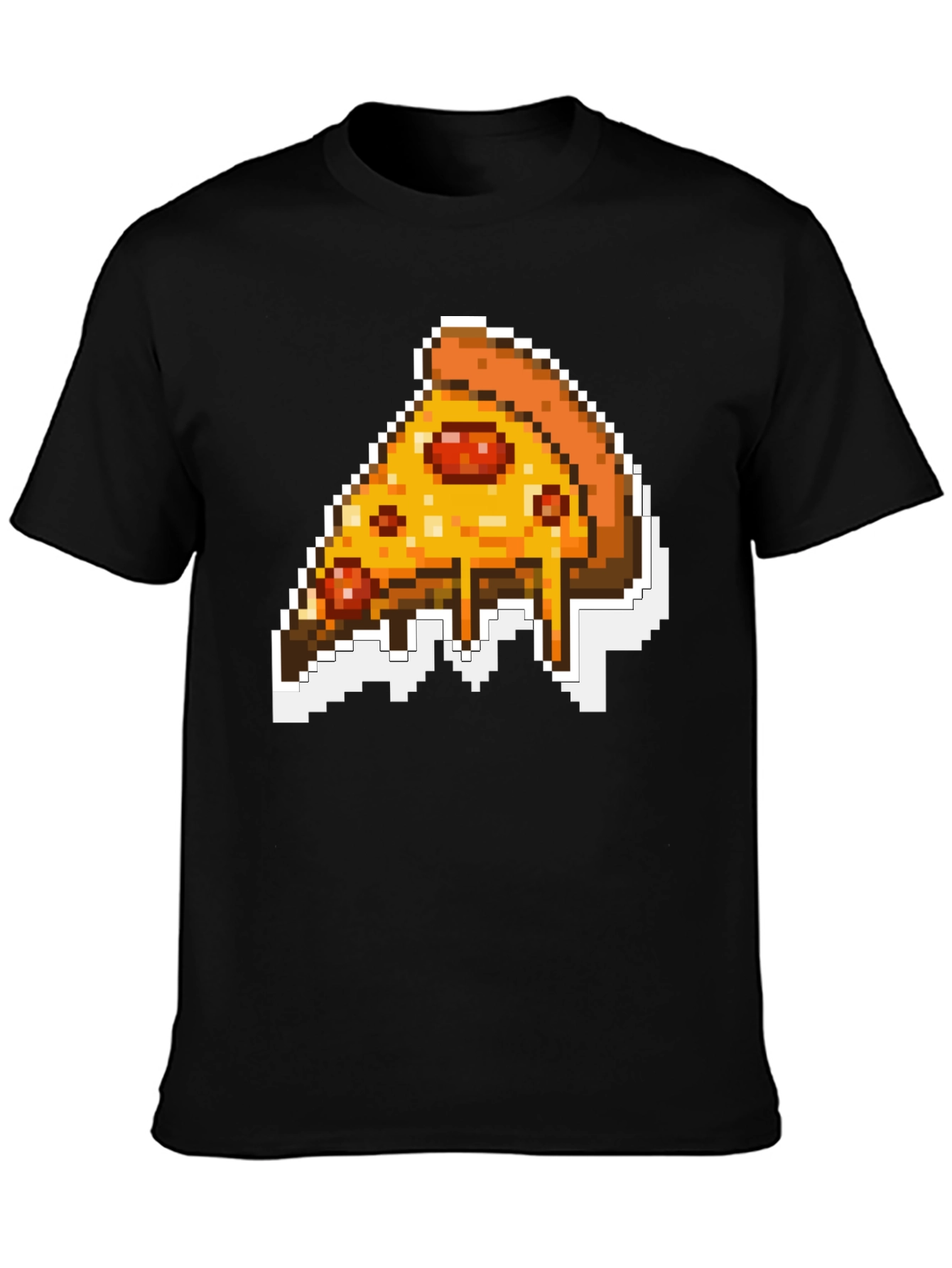 Pixel Pizza Slice Graphic Tee - Black
