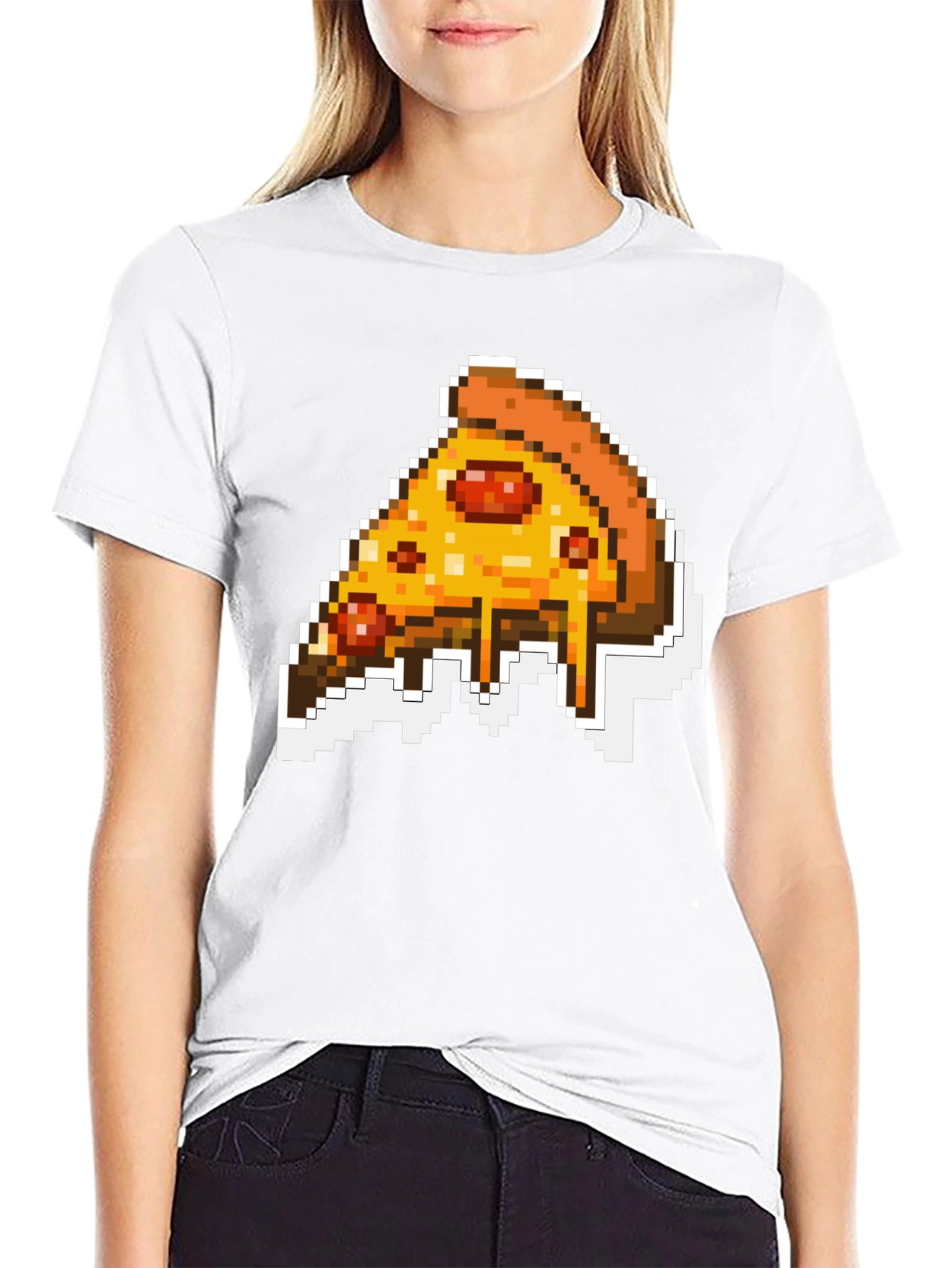 Pixel Pizza Slice Graphic Tee - Black