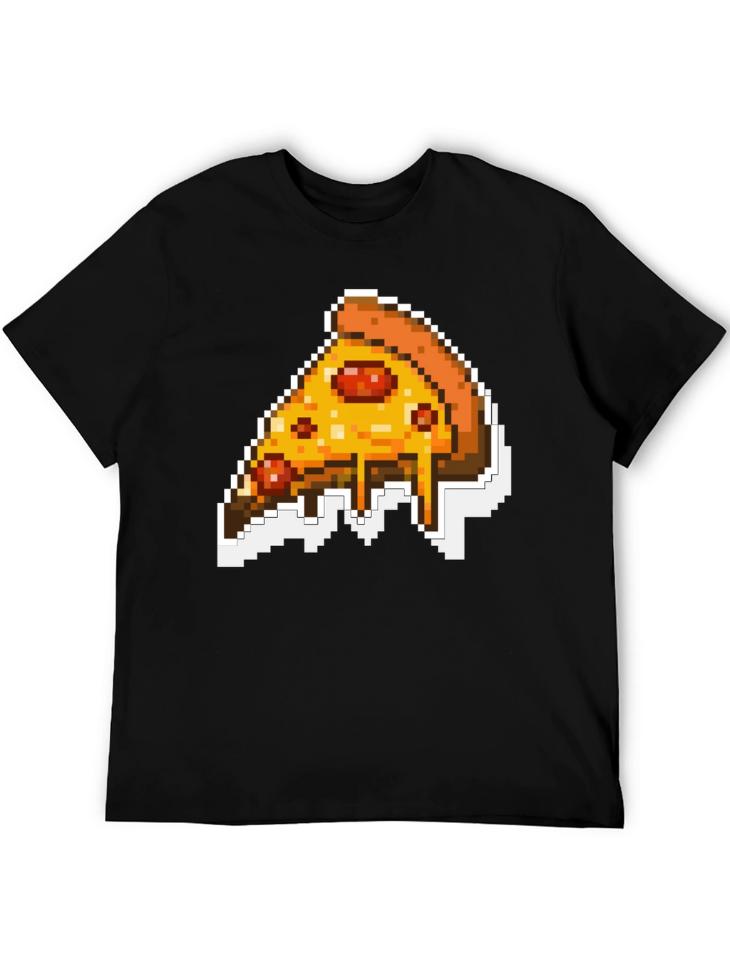 Pixel Pizza Slice Graphic Tee - Black