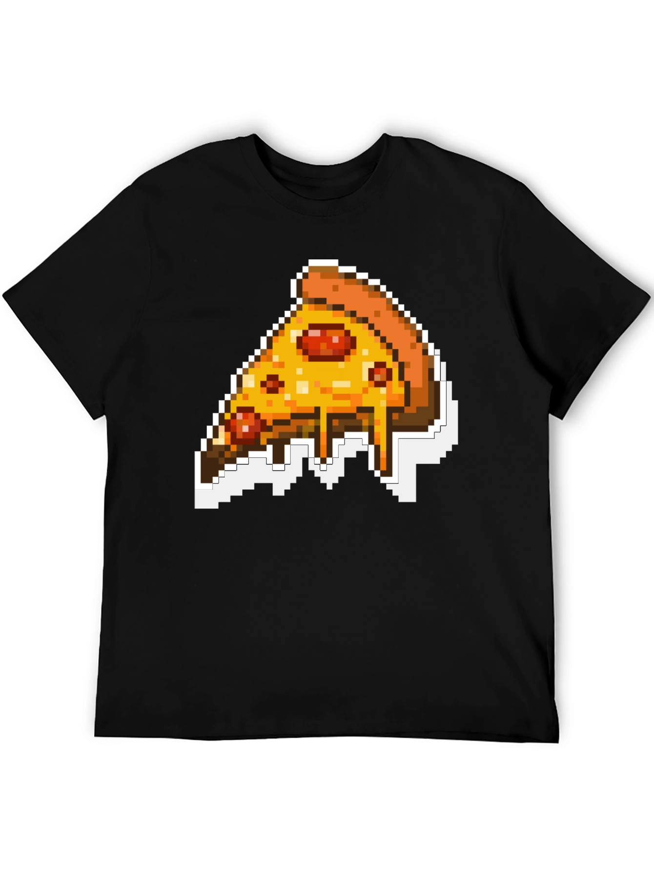 Pixel Pizza Slice Graphic Tee - Black