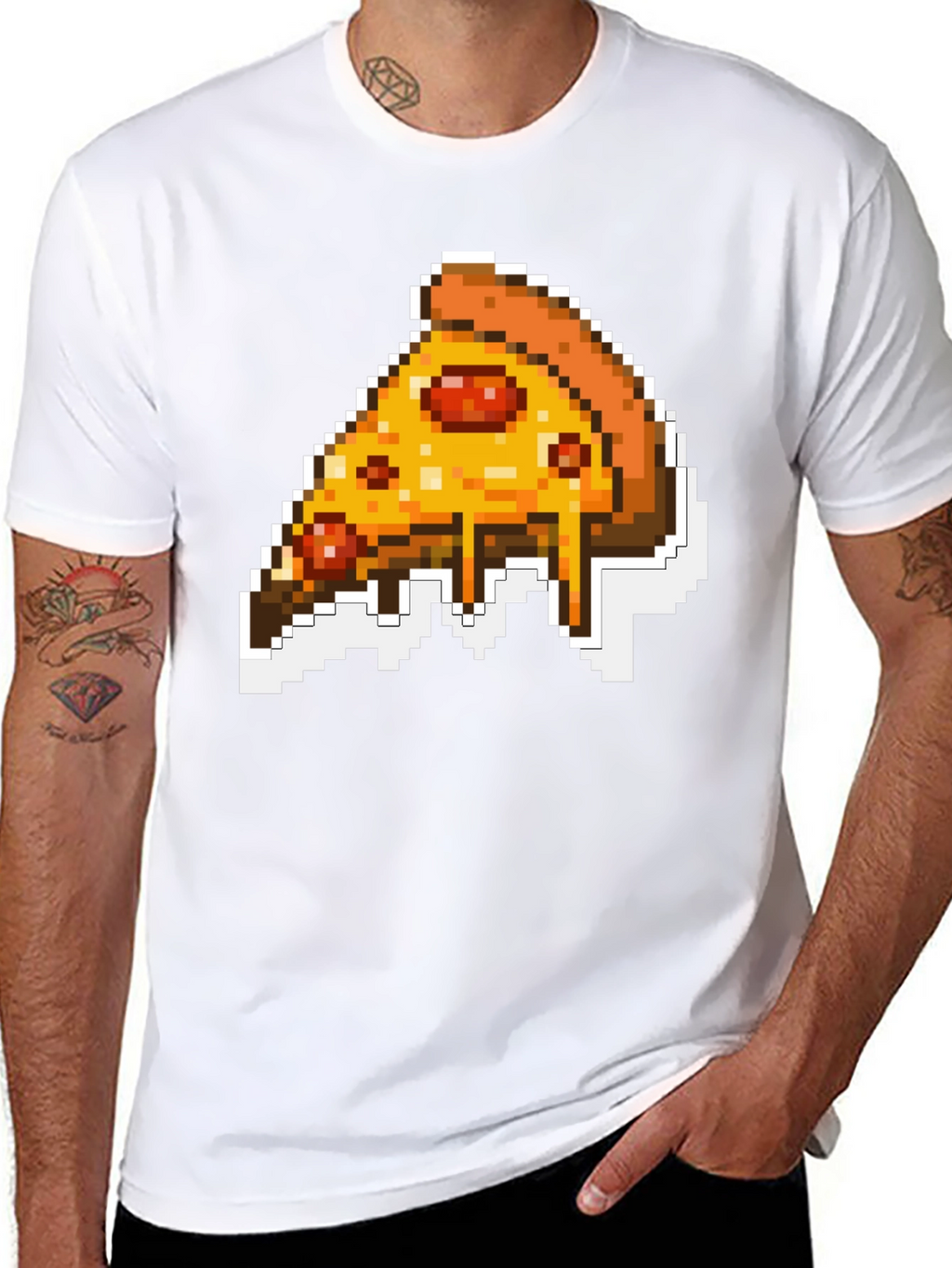 Pixel Pizza Slice Graphic Tee - Black