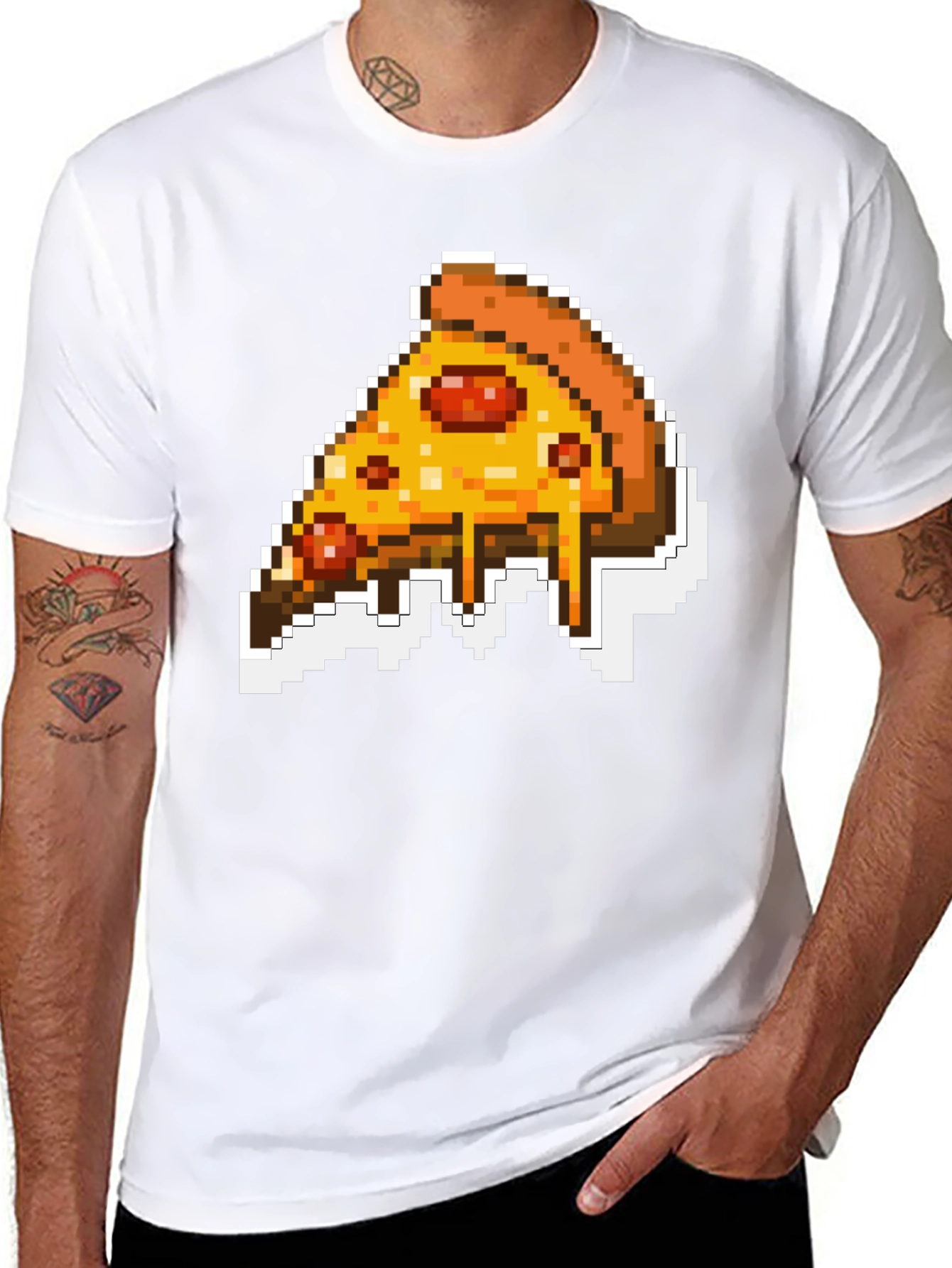 Pixel Pizza Slice Graphic Tee - Black