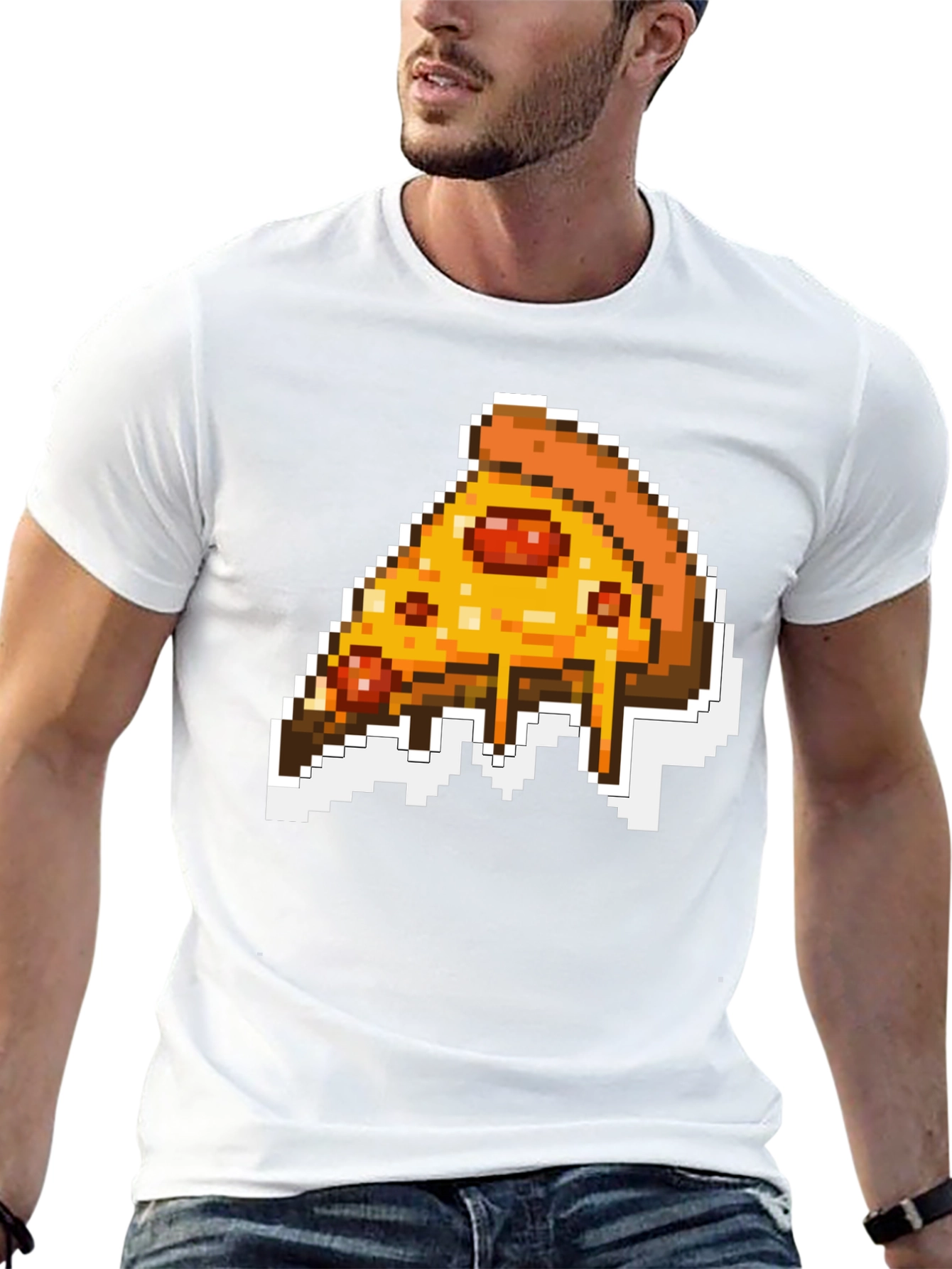 Pixel Pizza Slice Graphic Tee - Black