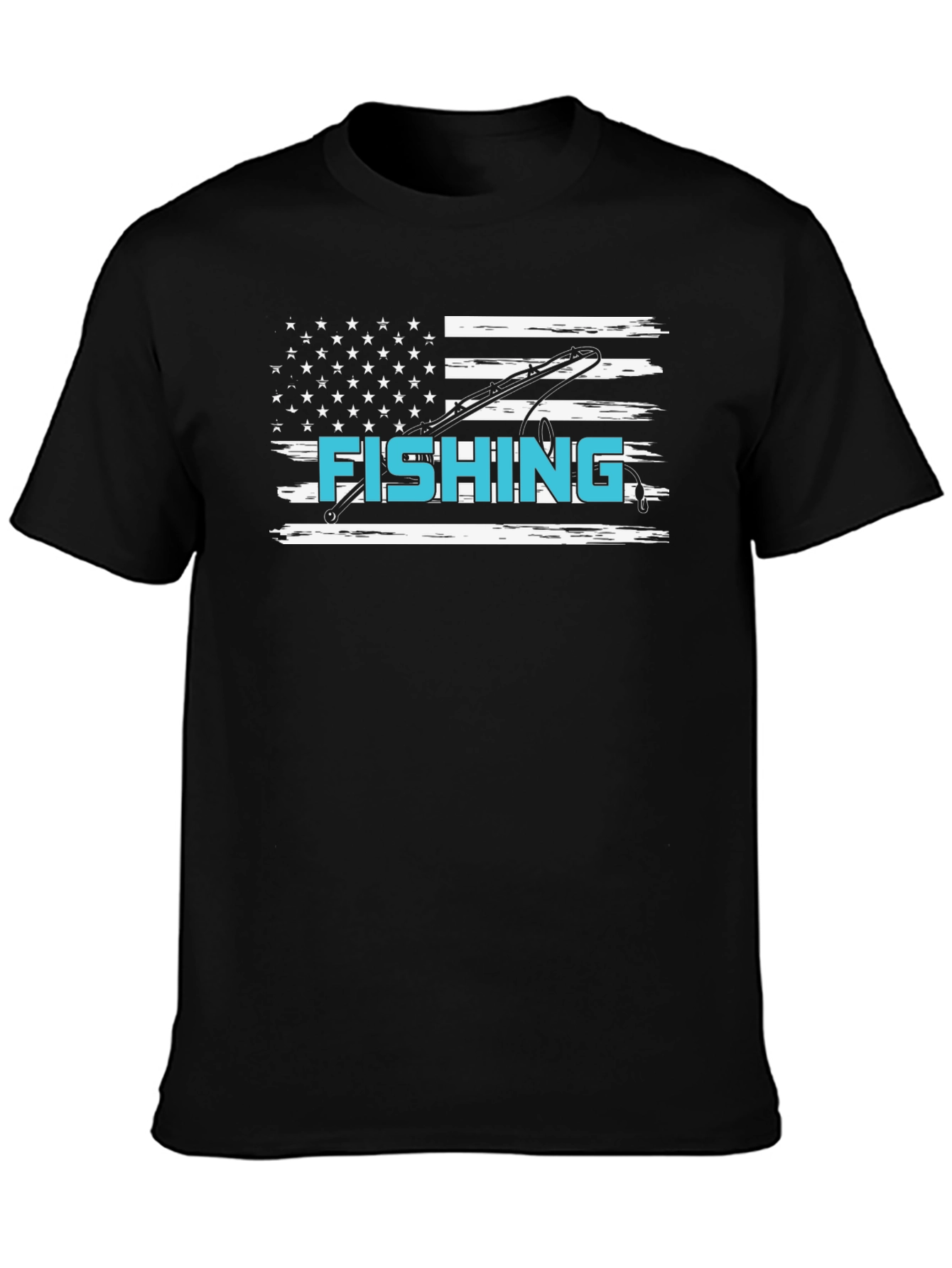 Fishing USA Flag Graphic Tee - Patriotic Angler Shirt