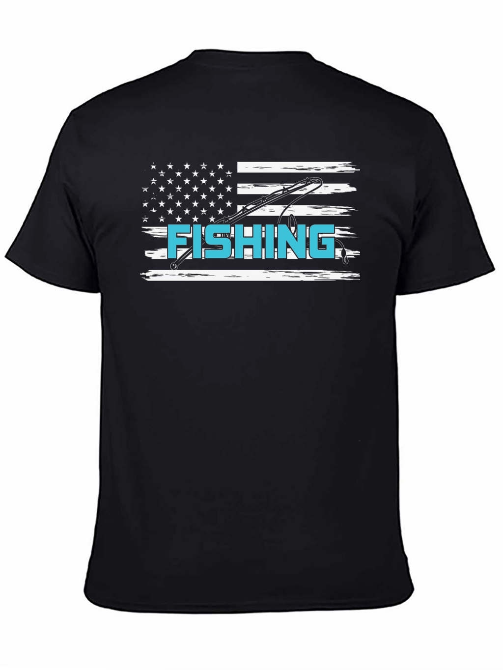 Fishing USA Flag Graphic Tee - Patriotic Angler Shirt