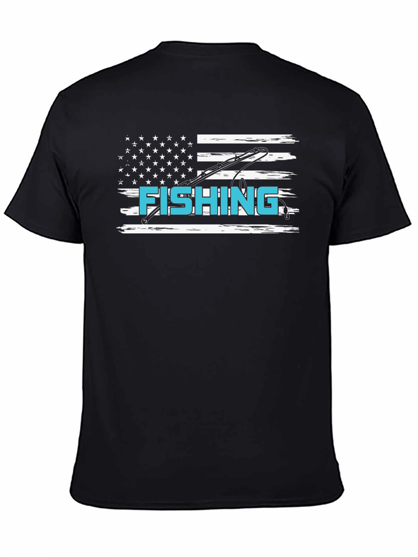 Fishing USA Flag Graphic Tee - Patriotic Angler Shirt