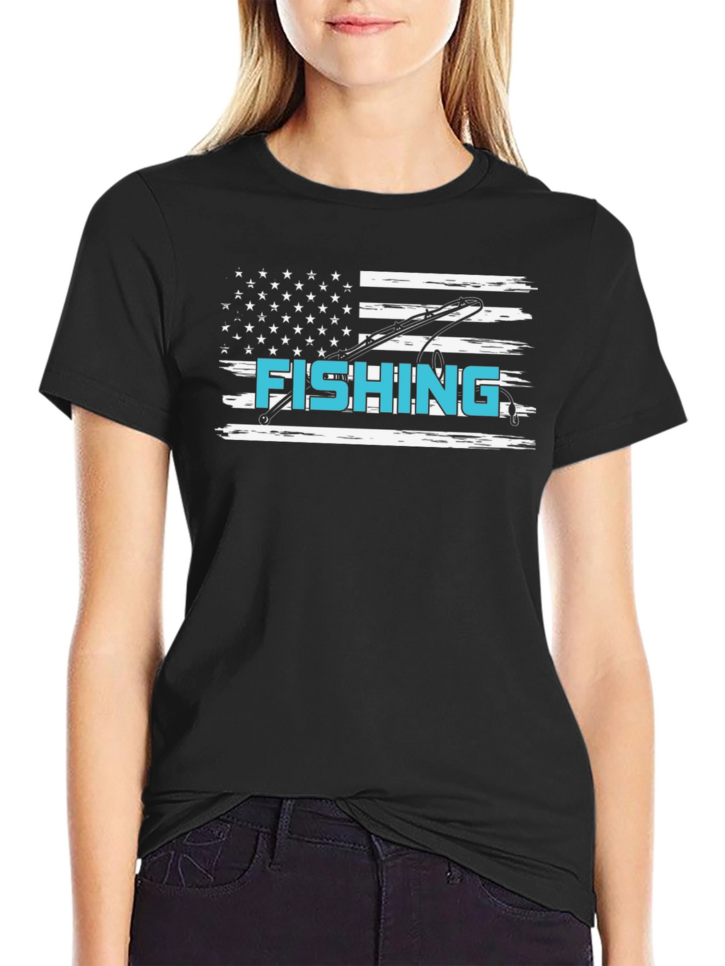 Fishing USA Flag Graphic Tee - Patriotic Angler Shirt