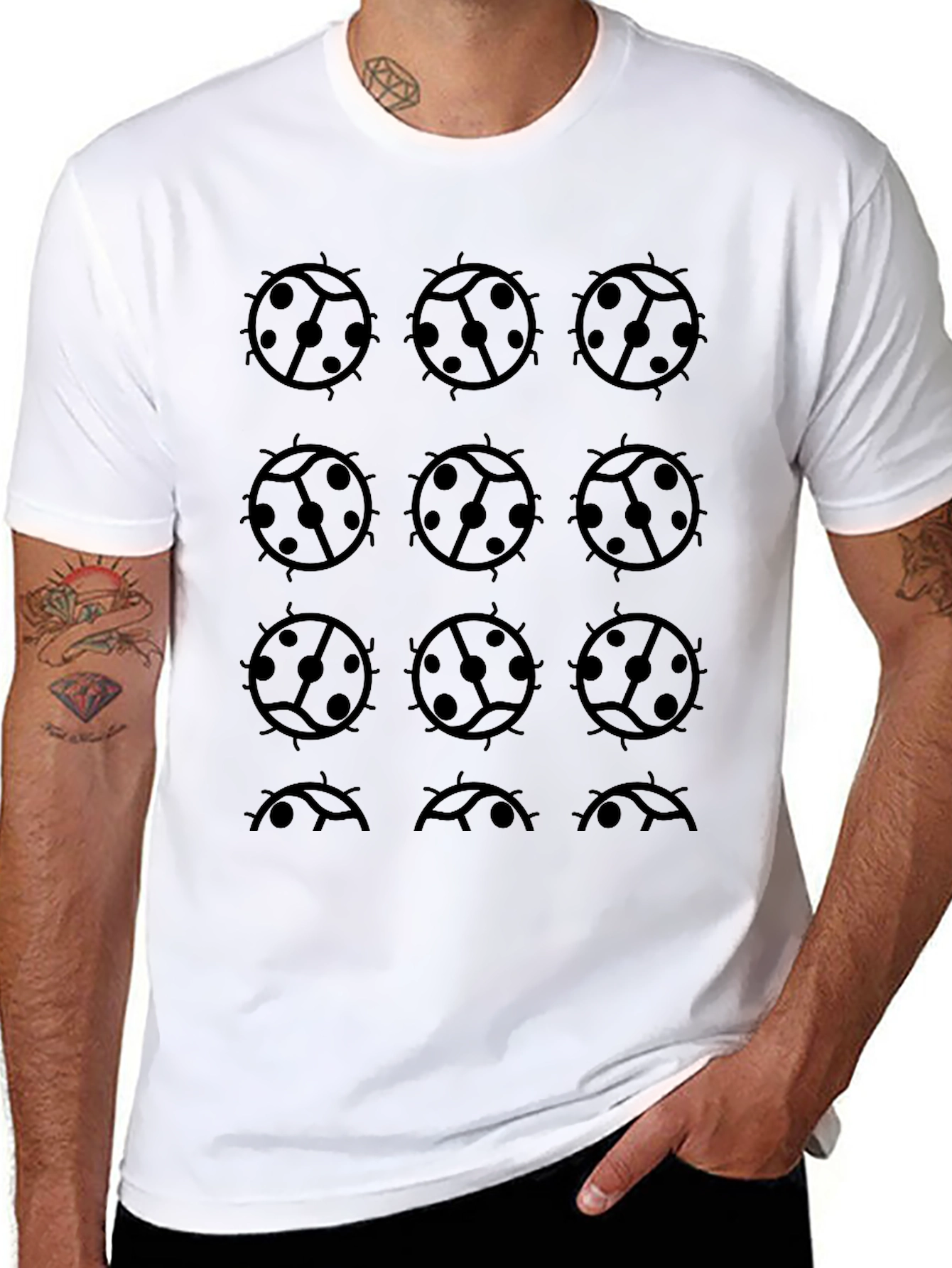 Black Ladybug Print Graphic Tee