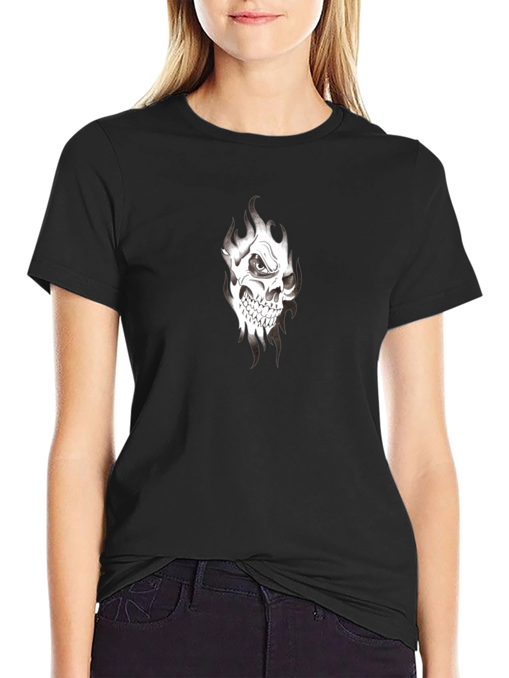 Mens Black Skull Graphic Tee