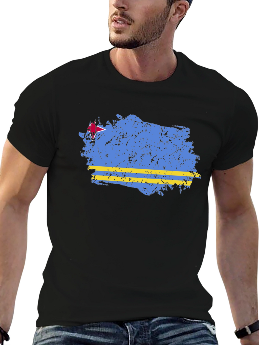Aruba Flag Distressed Graphic T-Shirt