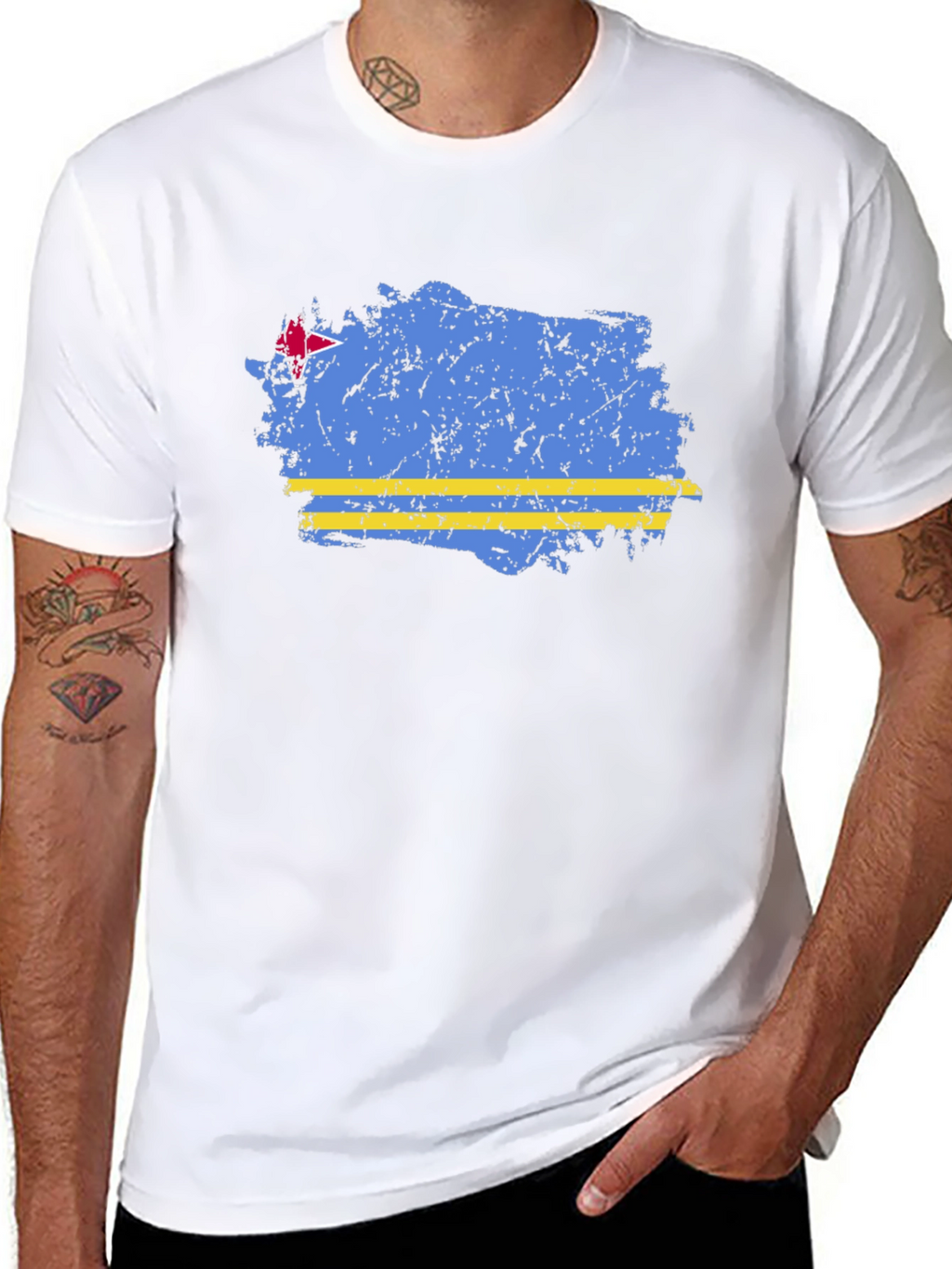 Aruba Flag Distressed Graphic T-Shirt