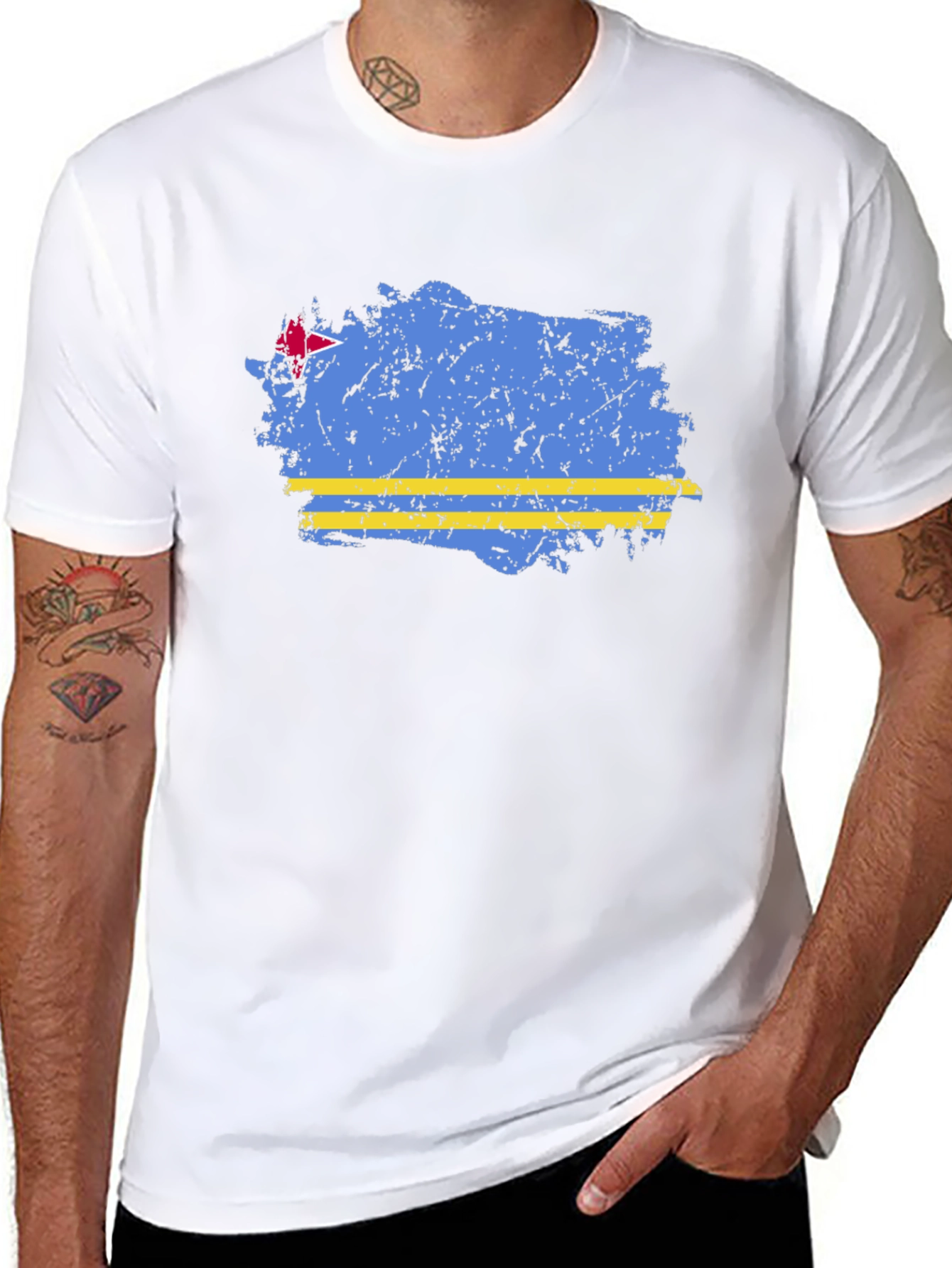 Aruba Flag Distressed Graphic T-Shirt
