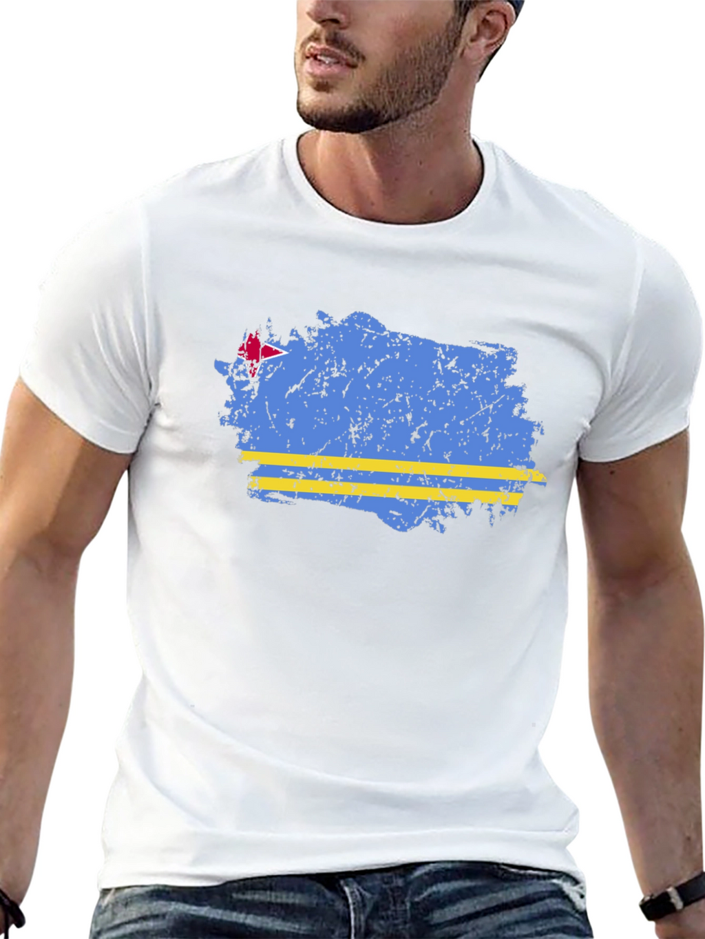 Aruba Flag Distressed Graphic T-Shirt