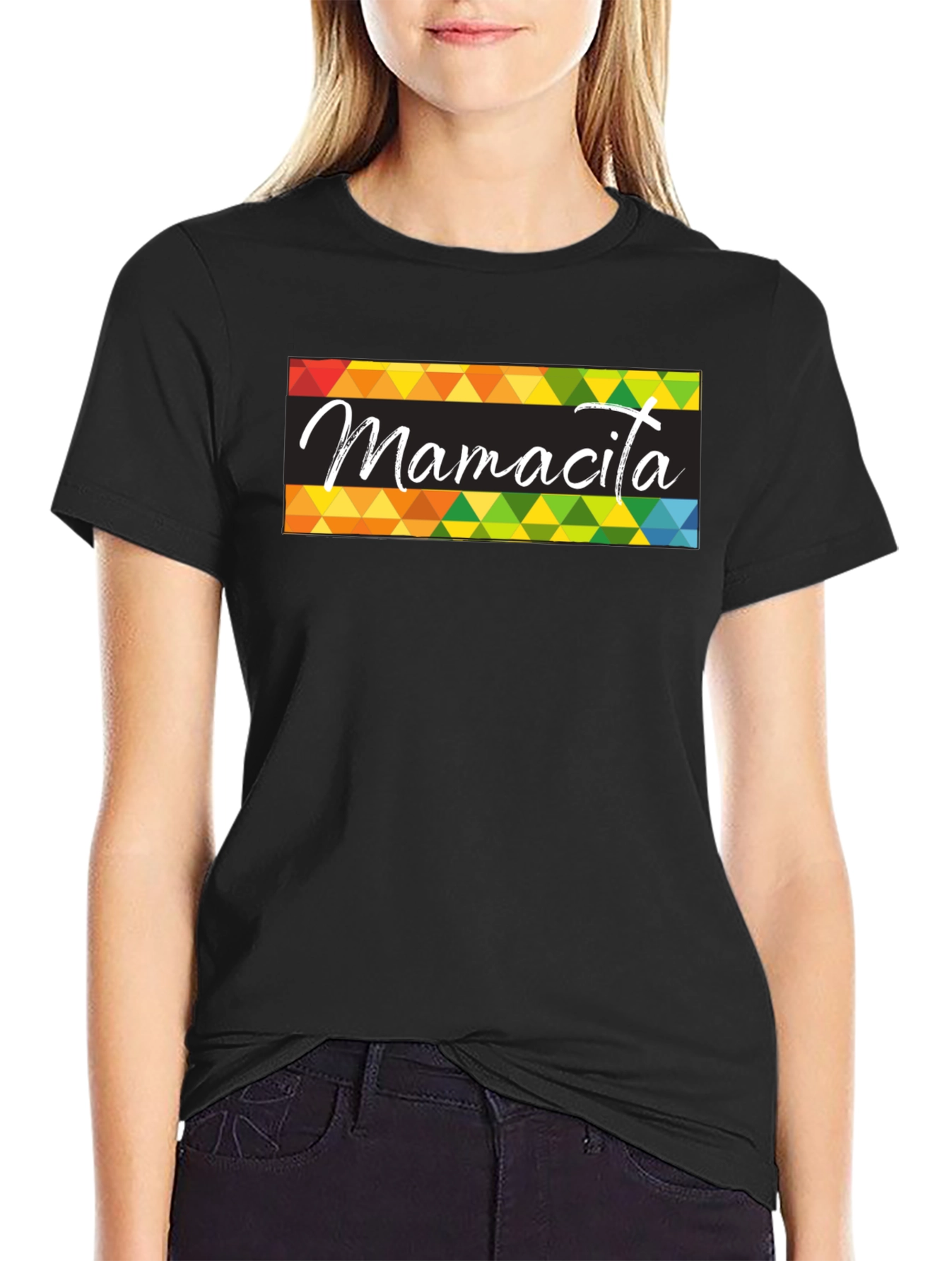 Mamacita Graphic Tee - Colorful Triangle Design