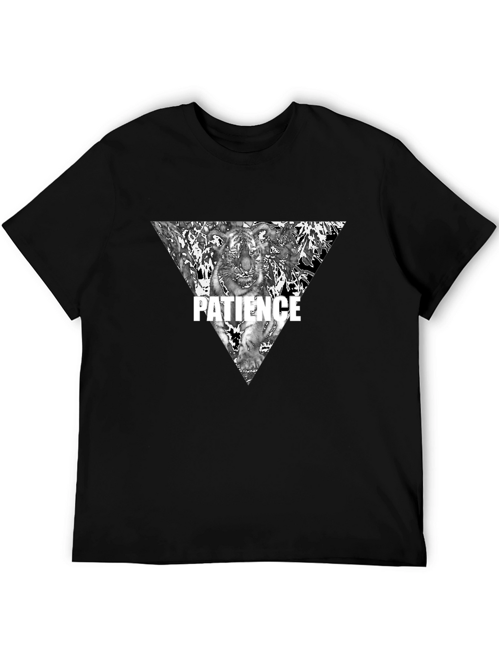 Mens Black Patience Tiger Graphic Tee