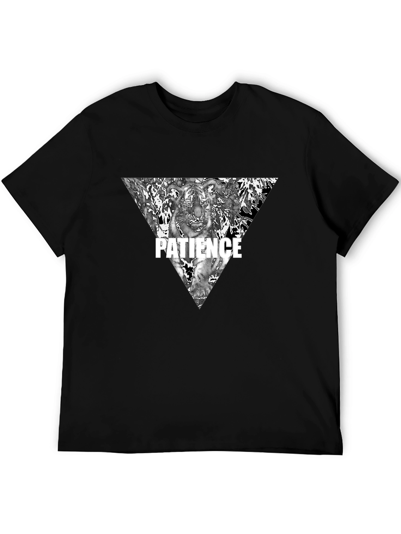 Mens Black Patience Tiger Graphic Tee