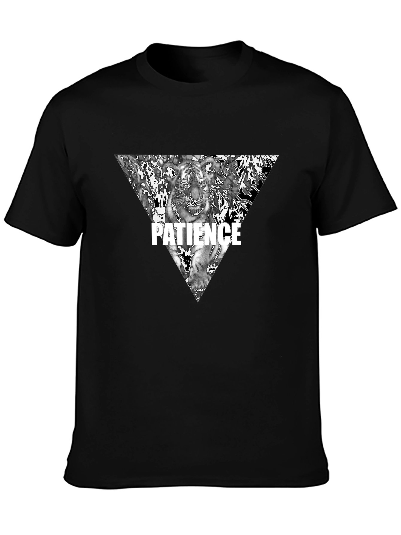 Mens Black Patience Tiger Graphic Tee