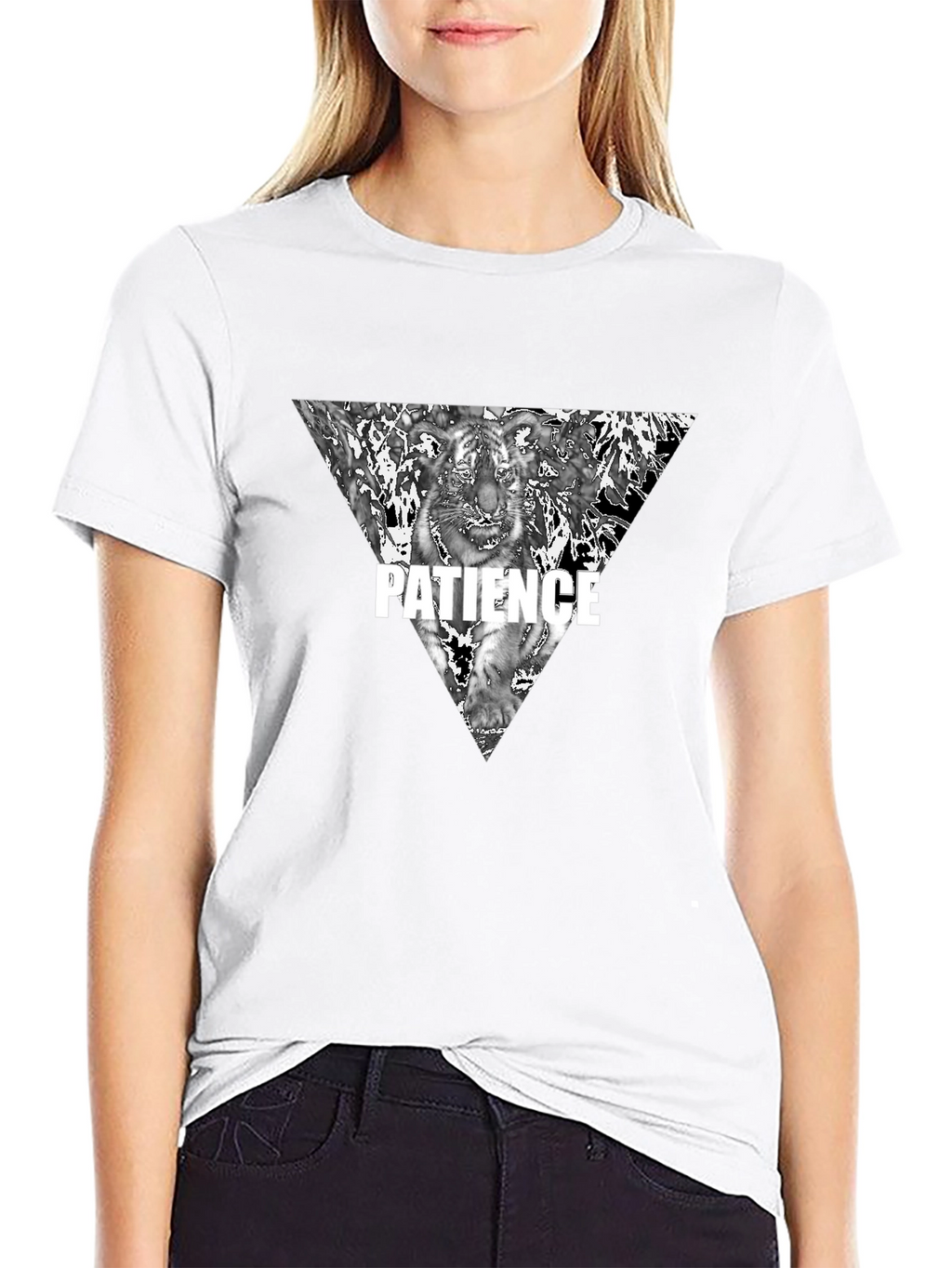 Mens Black Patience Tiger Graphic Tee