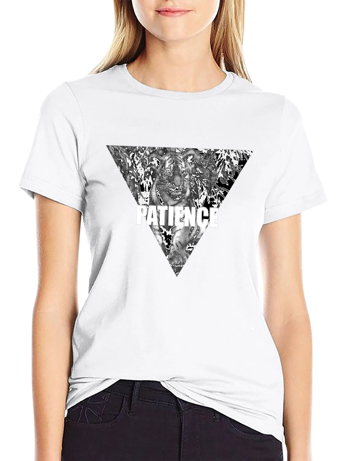 Mens Black Patience Tiger Graphic Tee