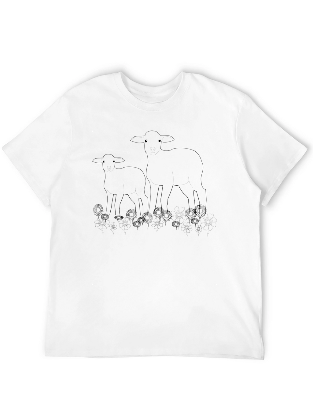 Lambs in Dandelions Black T-Shirt