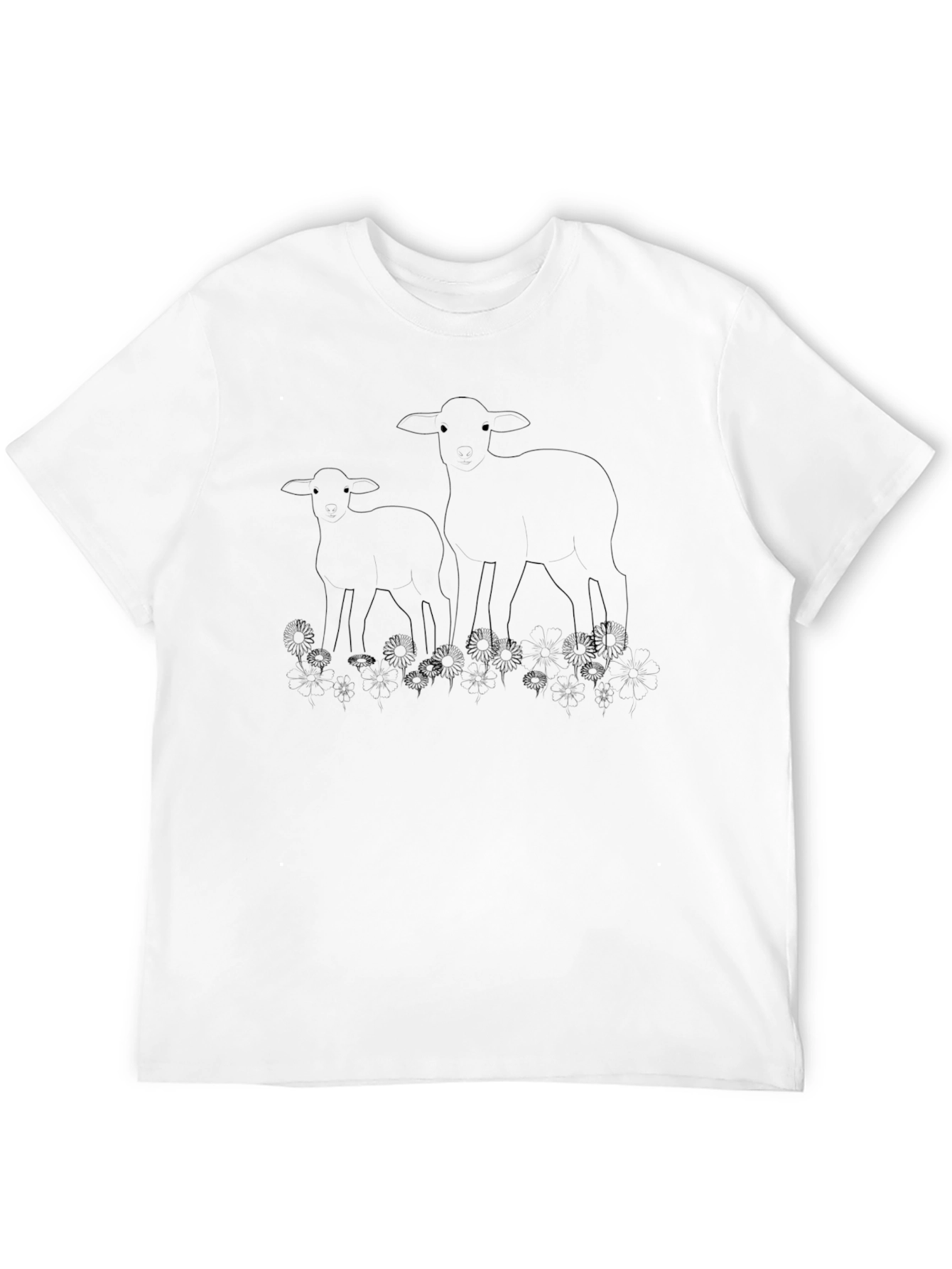 Lambs in Dandelions Black T-Shirt