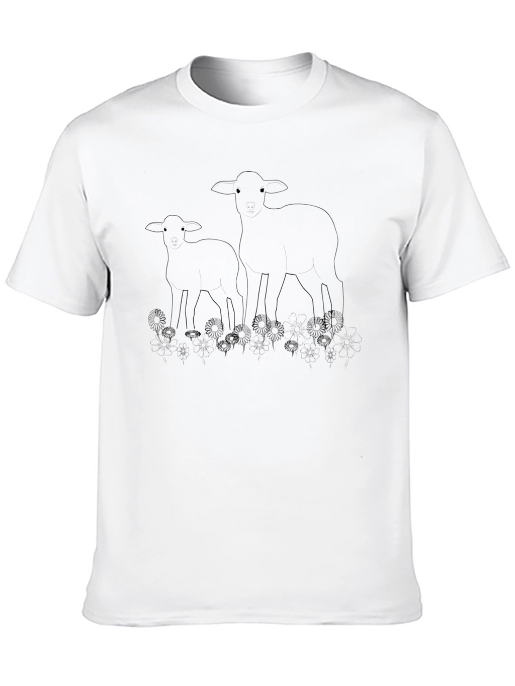 Lambs in Dandelions Black T-Shirt