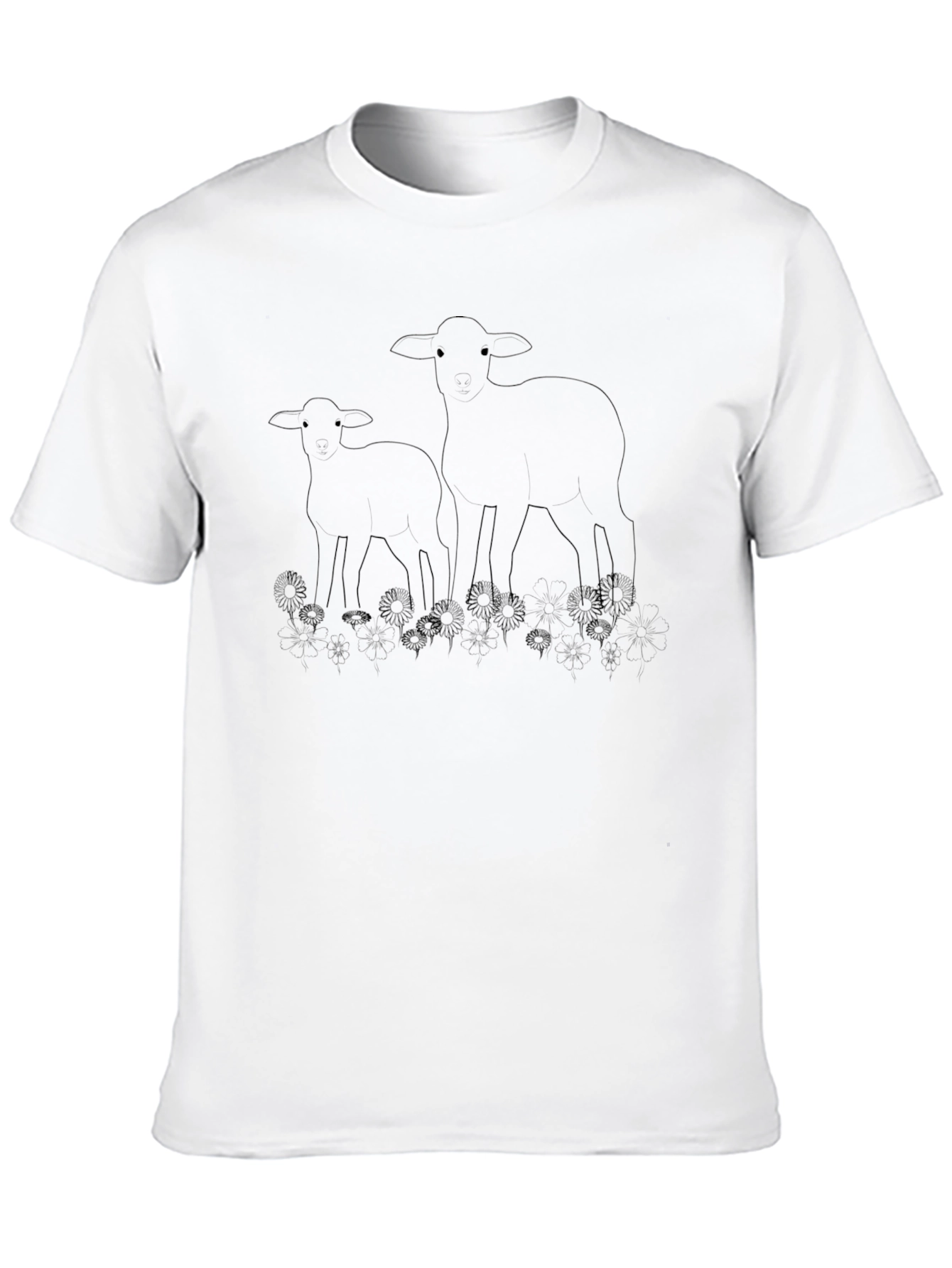 Lambs in Dandelions Black T-Shirt