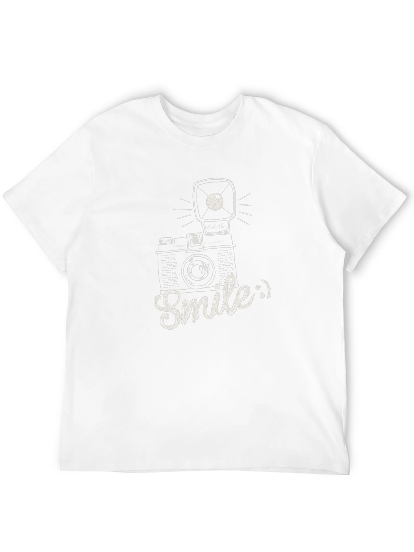 Smile Camera Graphic Tee - Black Cotton T-Shirt