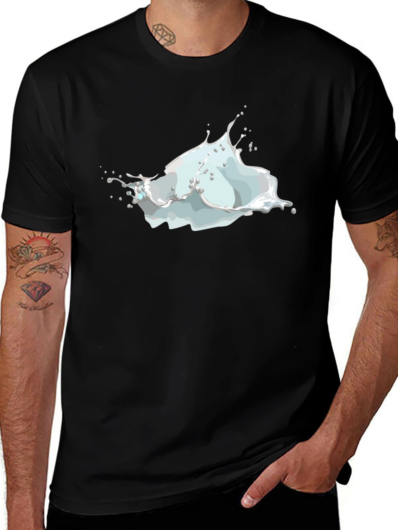 Milk Splash Graphic Tee - Mens Black T-Shirt
