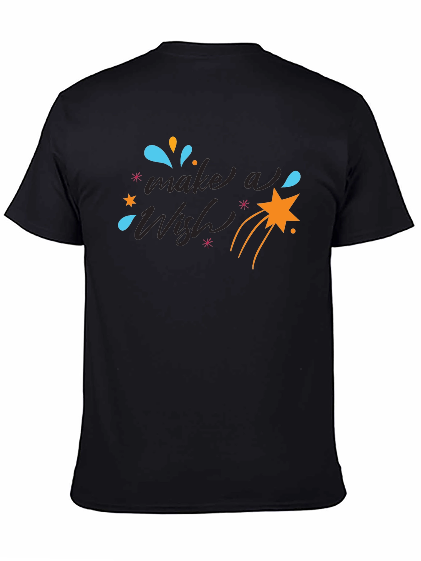 Make a Wish Graphic Tee - Black Cotton T-Shirt
