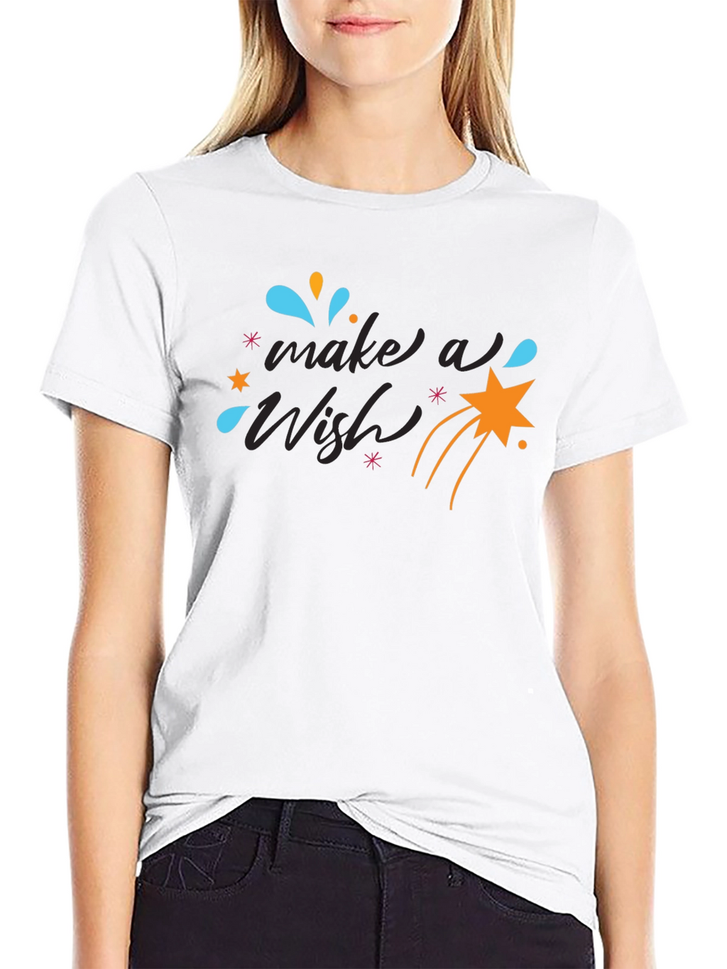 Make a Wish Graphic Tee - Black Cotton T-Shirt