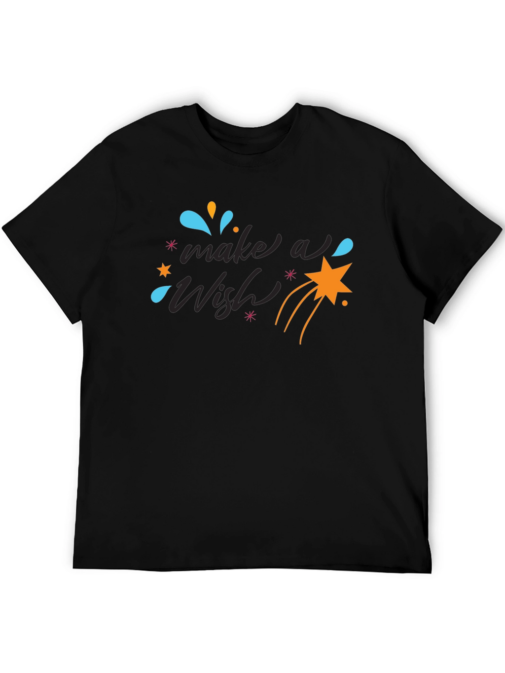 Make a Wish Graphic Tee - Black Cotton T-Shirt