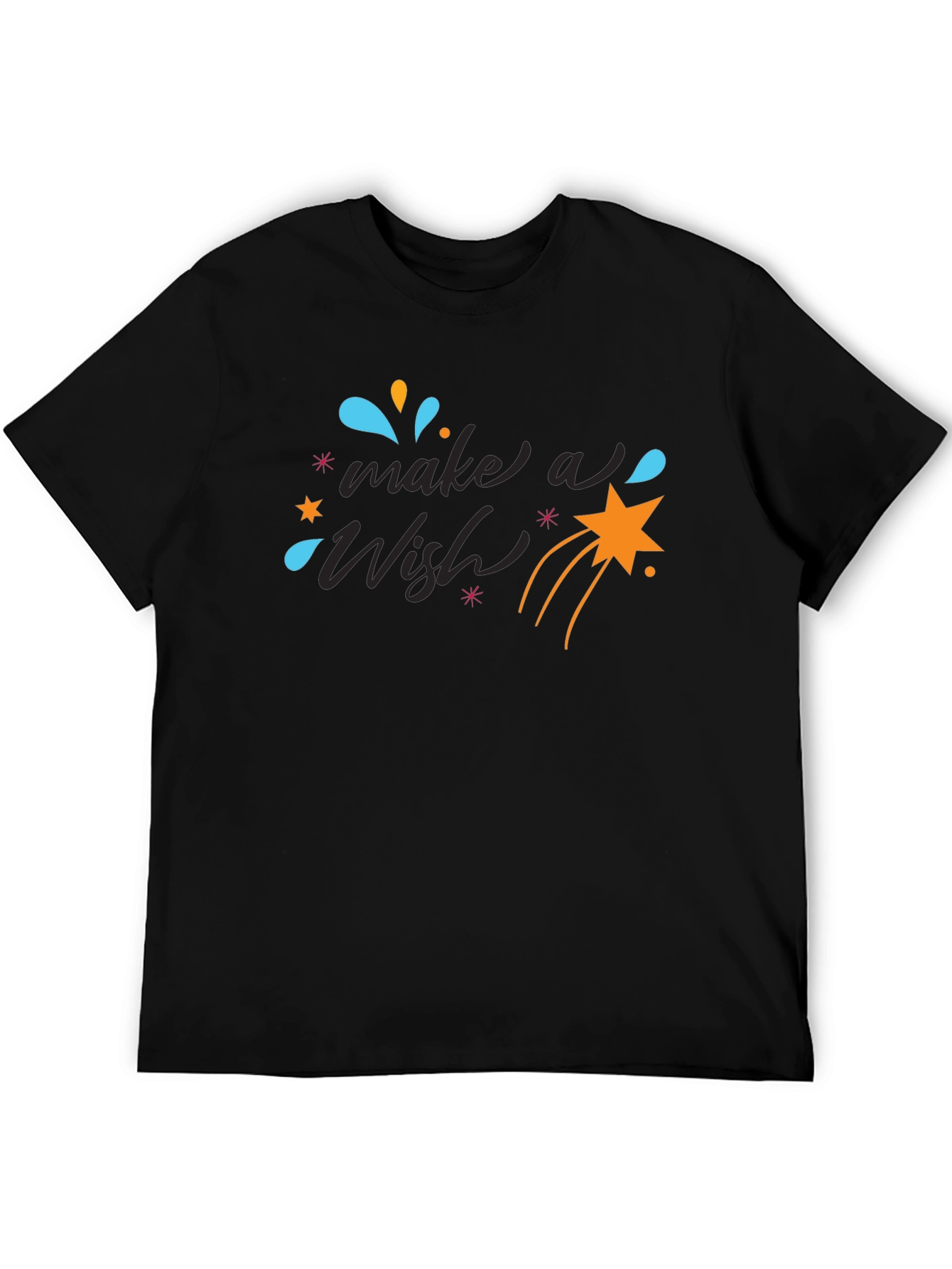 Make a Wish Graphic Tee - Black Cotton T-Shirt